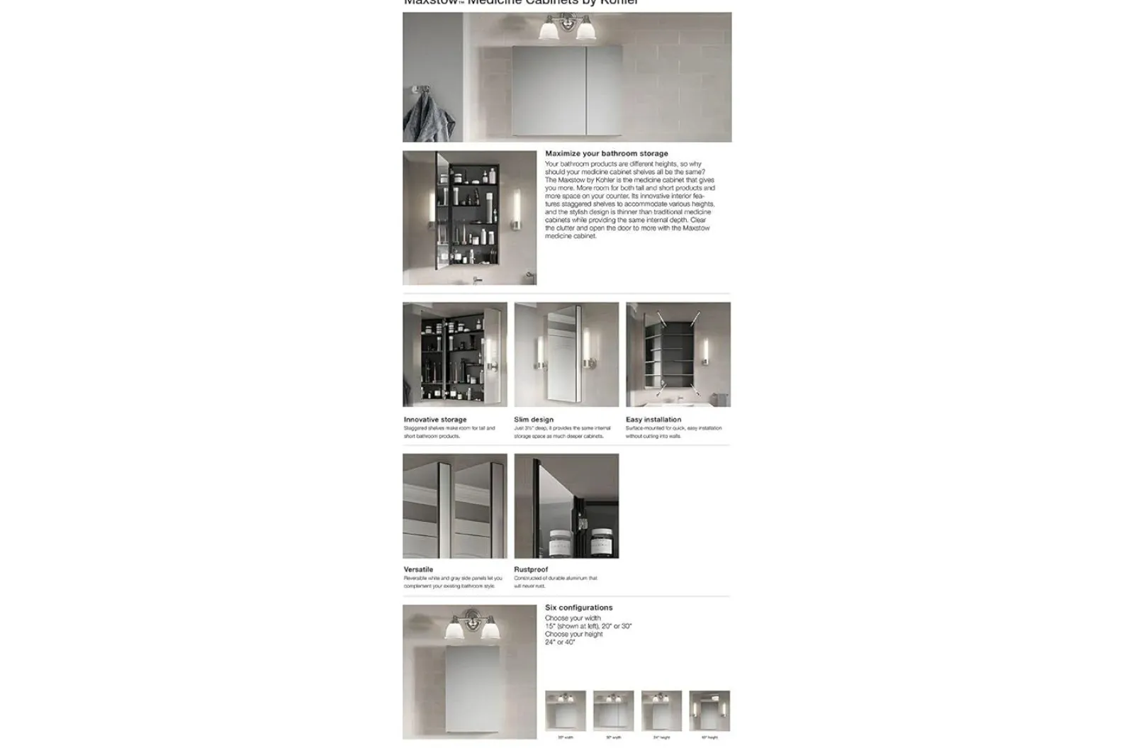 20" W x 24" H medicine cabinet^Kohler New