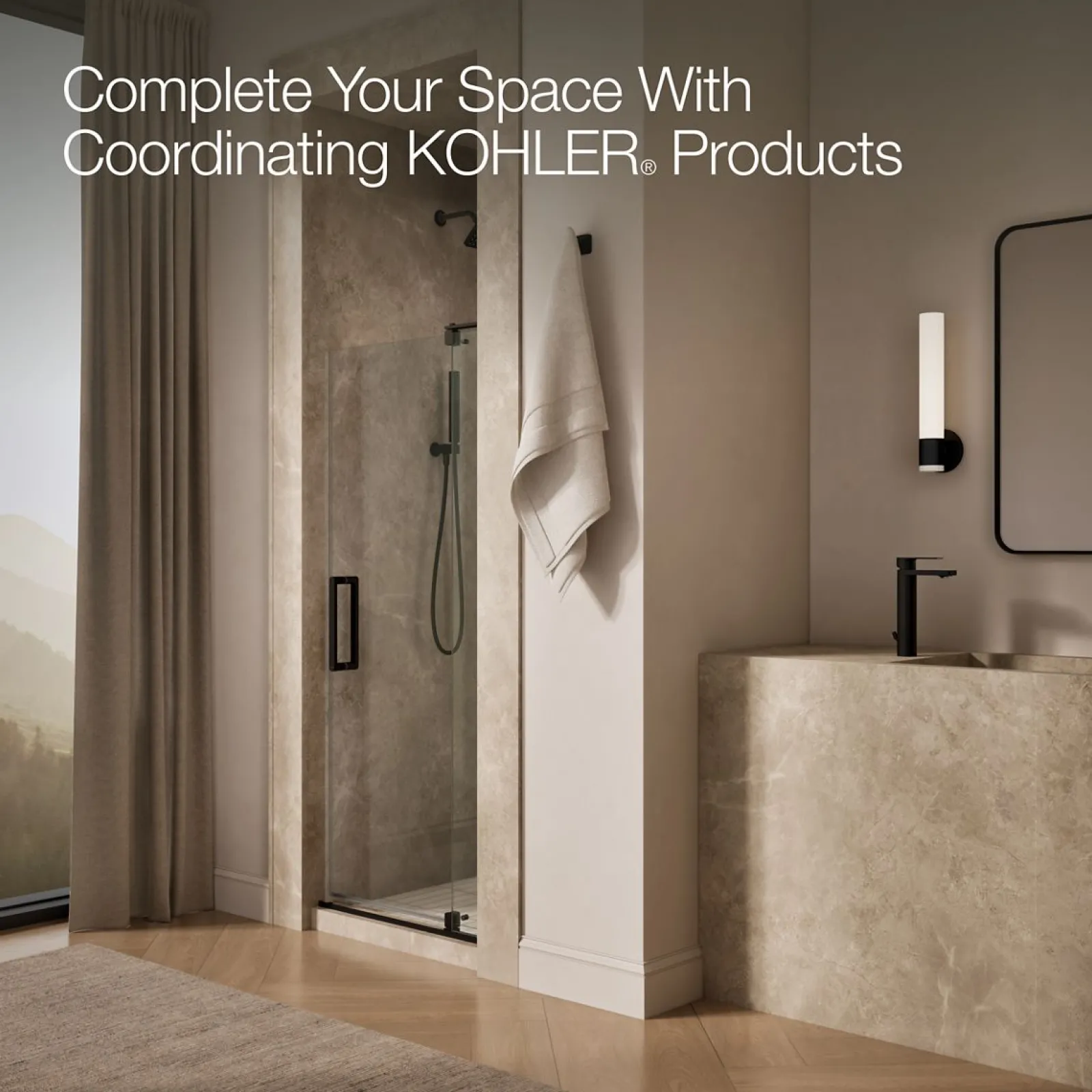 27-5/16"-31-1/8" W x 70" H pivot shower door with 1/4"-thick Crystal Clear glass^Kohler Hot