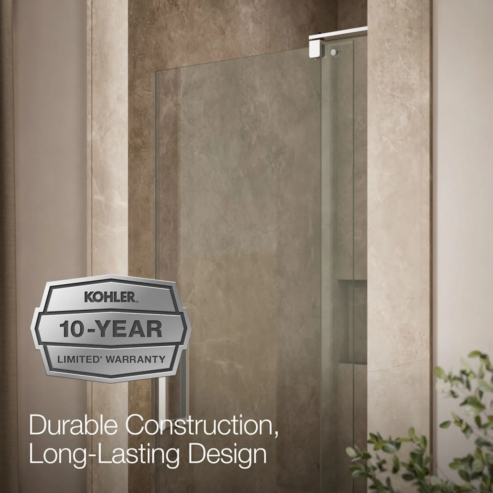 27-5/16"-31-1/8" W x 70" H pivot shower door with 1/4"-thick Crystal Clear glass^Kohler Hot