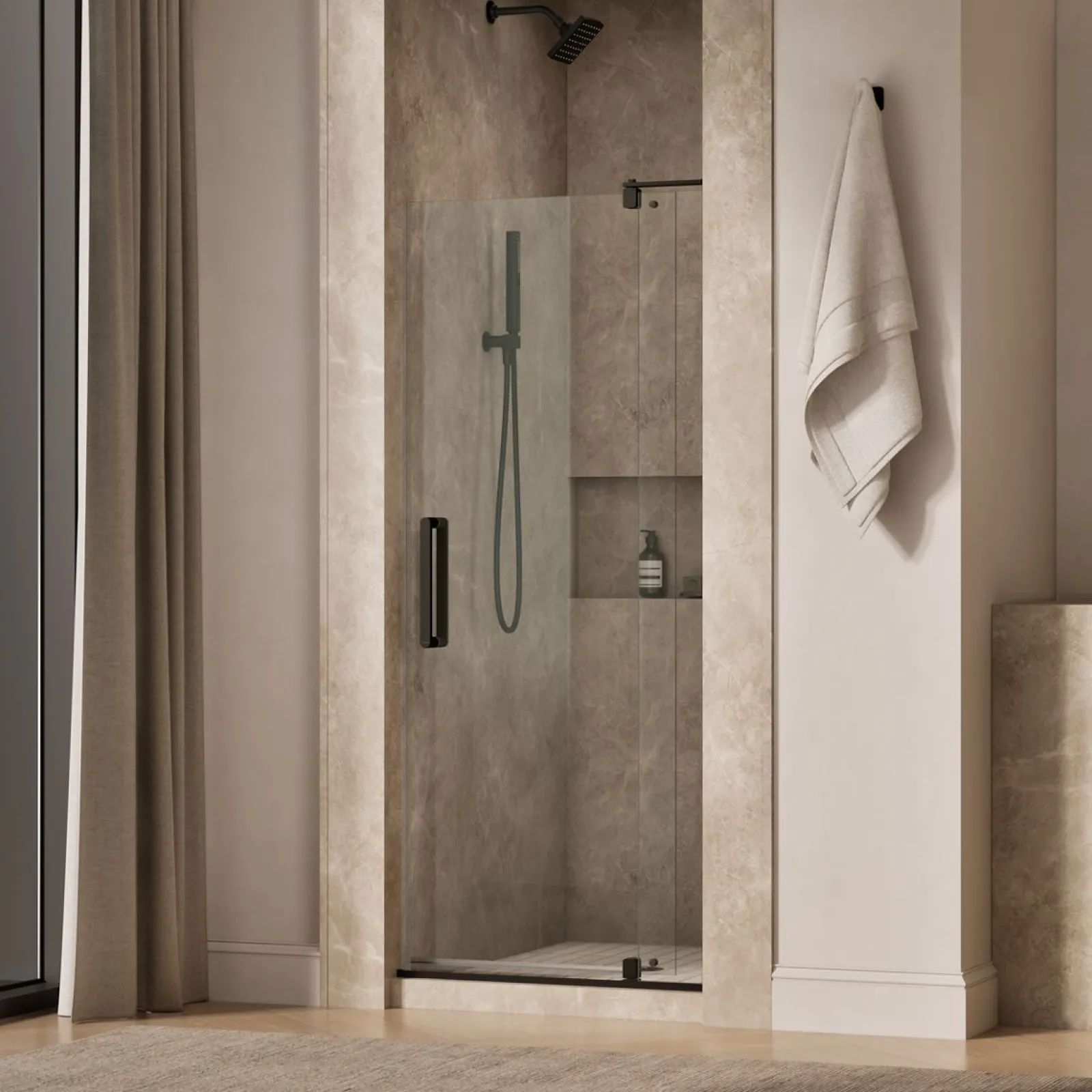 27-5/16"-31-1/8" W x 70" H pivot shower door with 1/4"-thick Crystal Clear glass^Kohler Hot