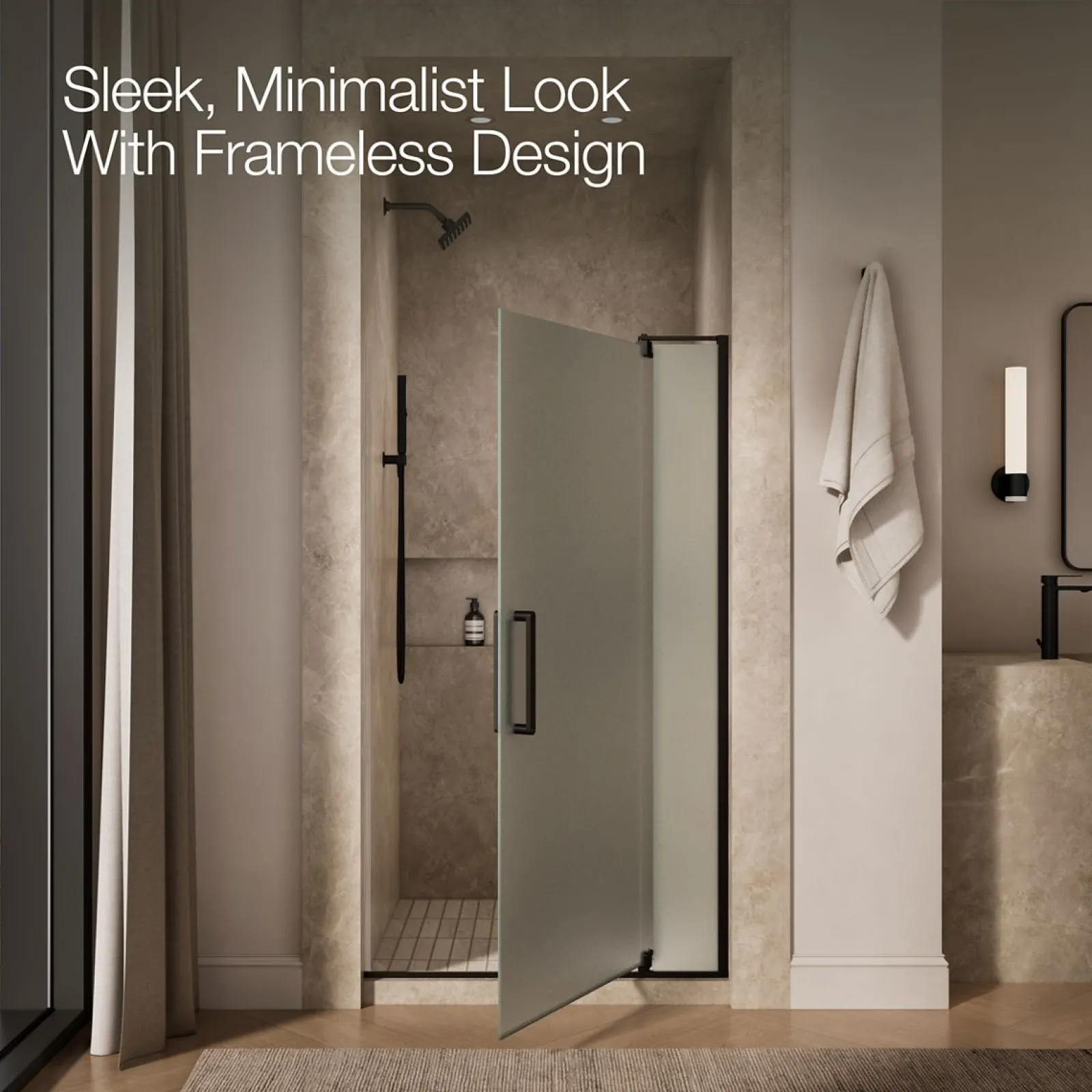 39-1/8"-44" W x 70" H pivot shower door with 5/16"-thick Frosted glass^Kohler Best