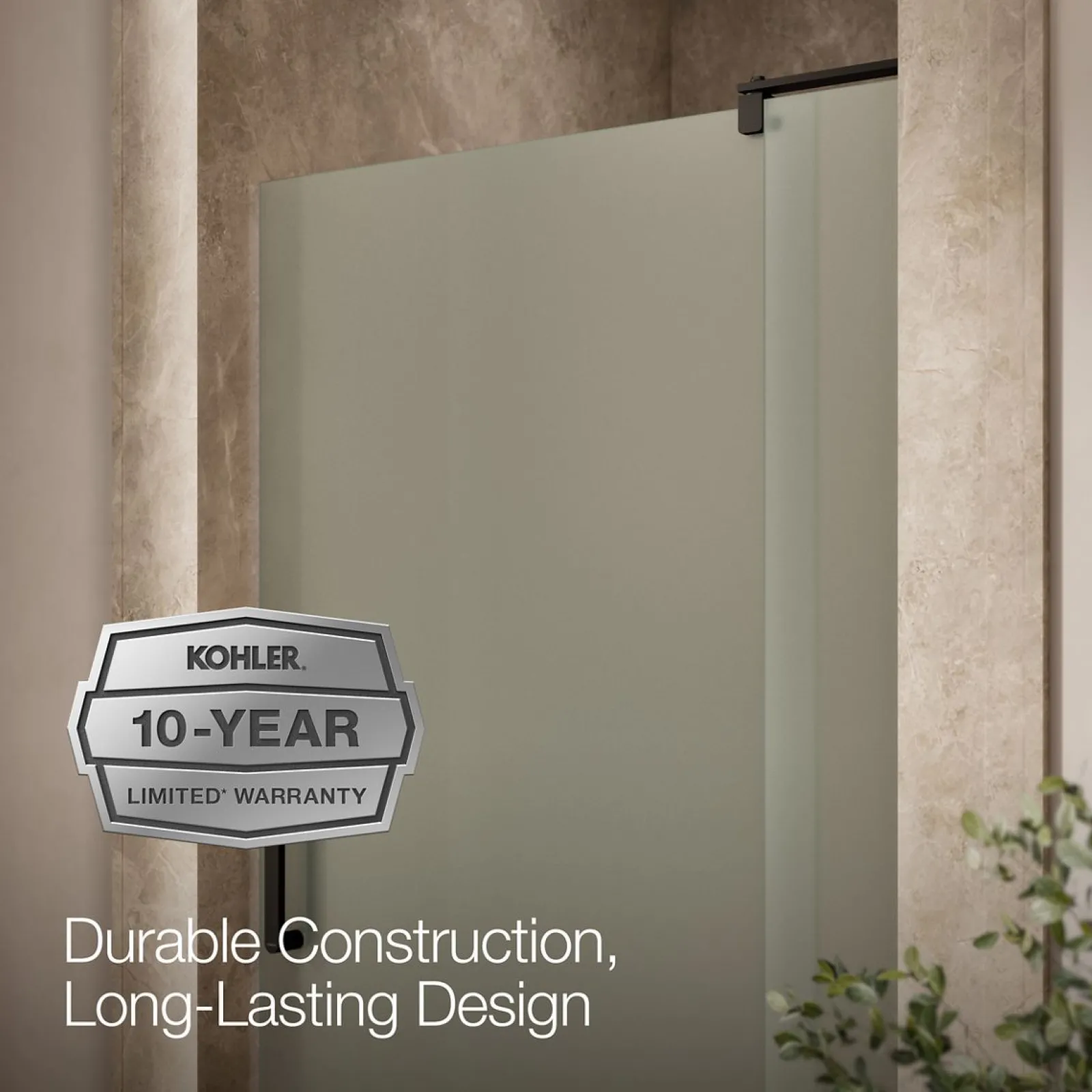 39-1/8"-44" W x 70" H pivot shower door with 5/16"-thick Frosted glass^Kohler Best
