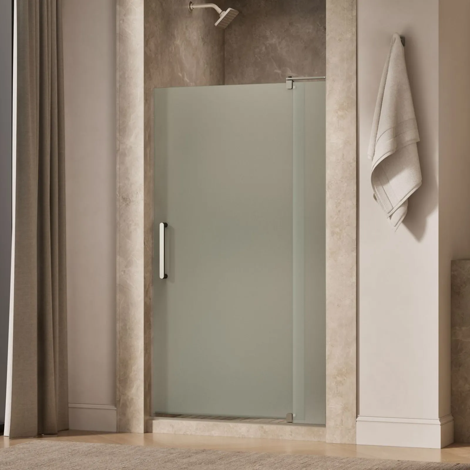 39-1/8"-44" W x 70" H pivot shower door with 5/16"-thick Frosted glass^Kohler Best