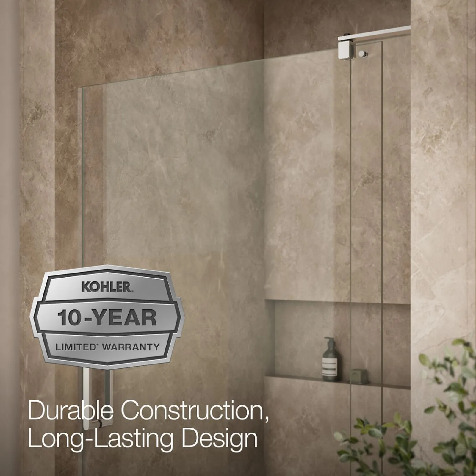 43-1/8"-48" W x 74" H pivot shower door with 5/16"-thick Crystal Clear glass^Kohler New