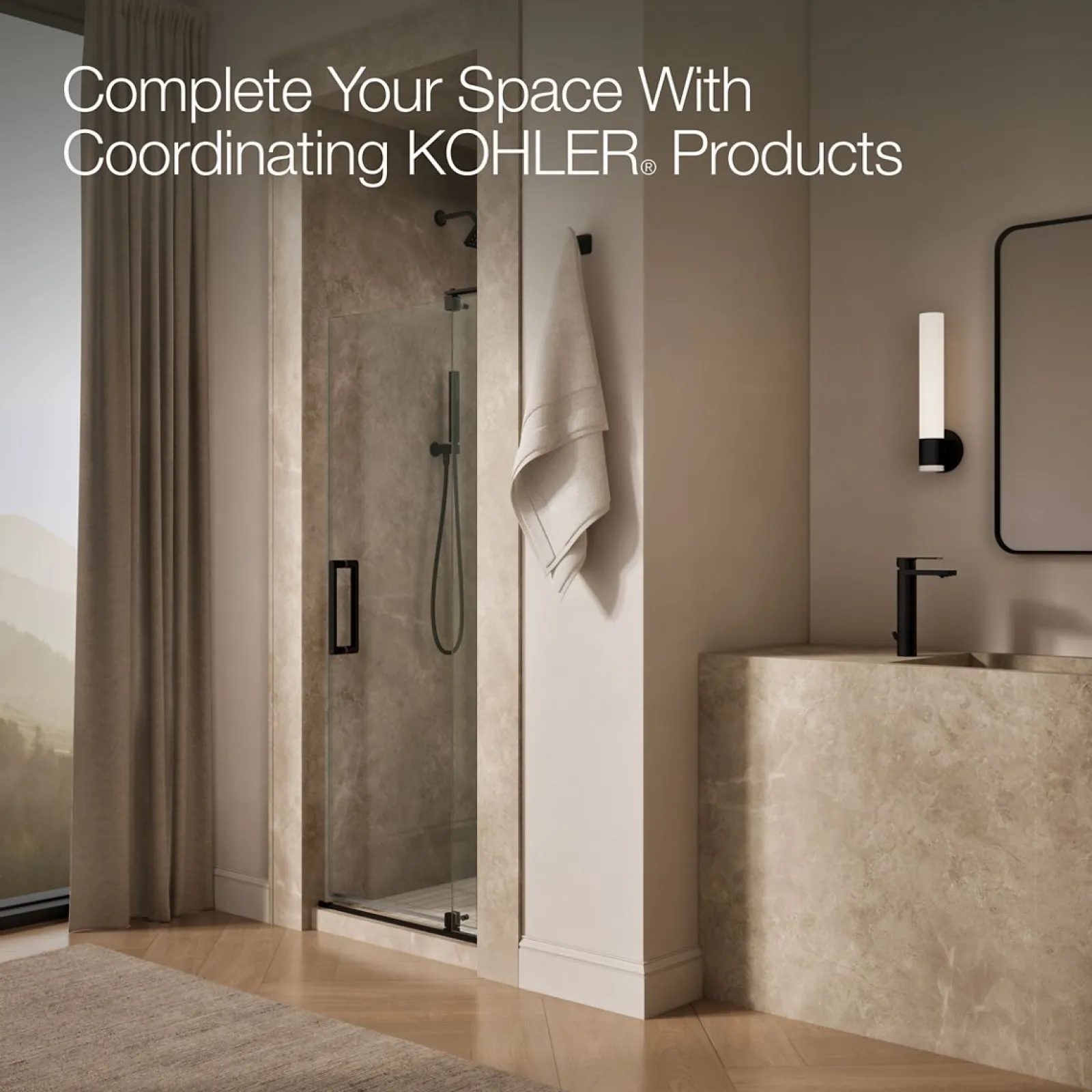 27-5/16"-31-1/8" W x 74" H pivot shower door with 5/16"-thick Crystal Clear glass^Kohler Best
