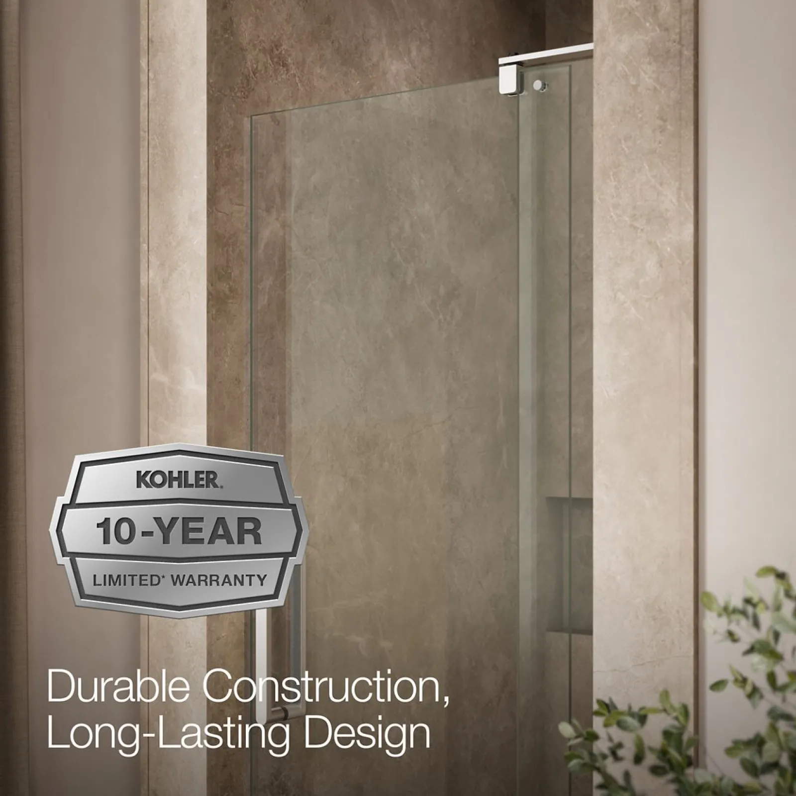 27-5/16"-31-1/8" W x 74" H pivot shower door with 5/16"-thick Crystal Clear glass^Kohler Best