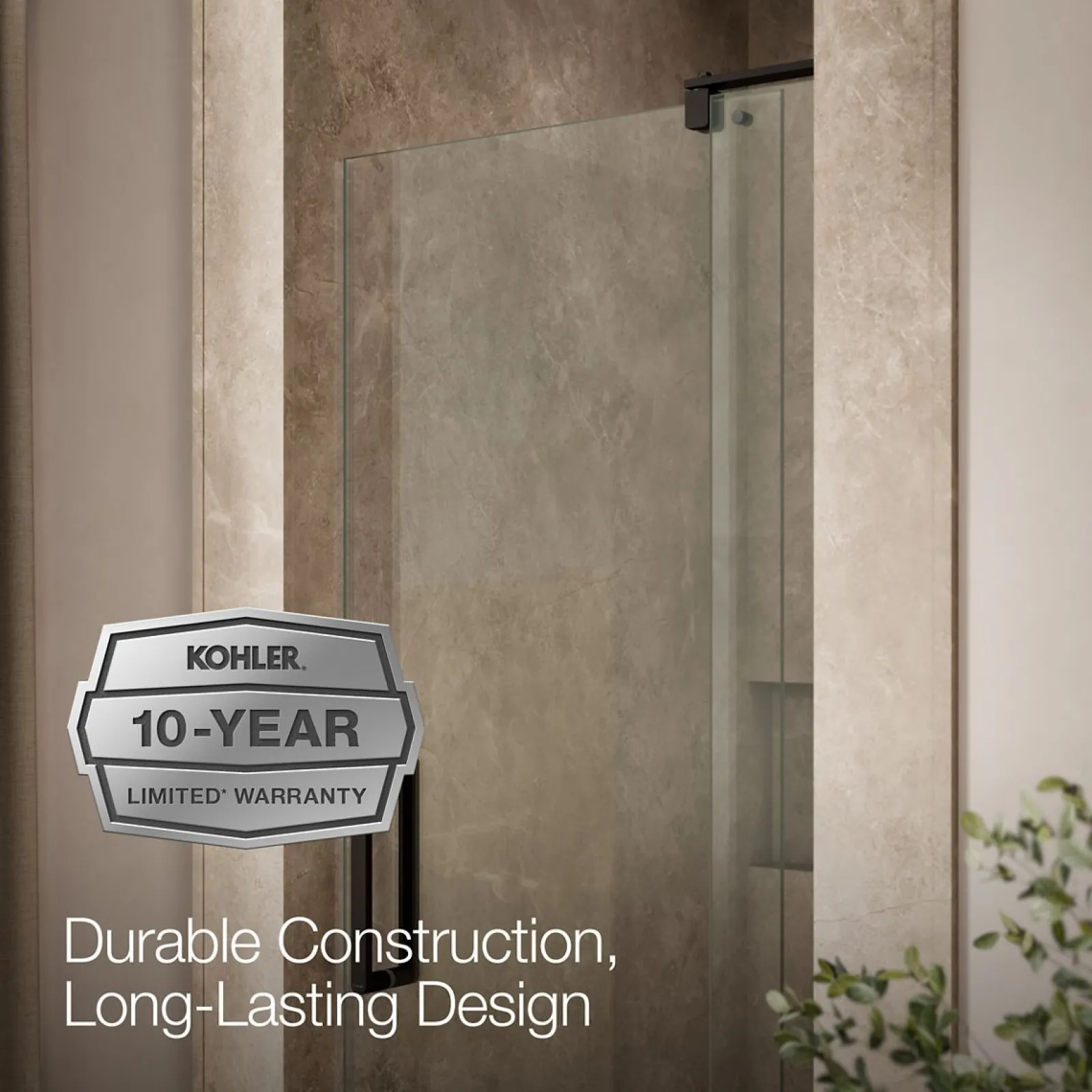 27-5/16"-31-1/8" W x 74" H pivot shower door with 5/16"-thick Crystal Clear glass^Kohler Best