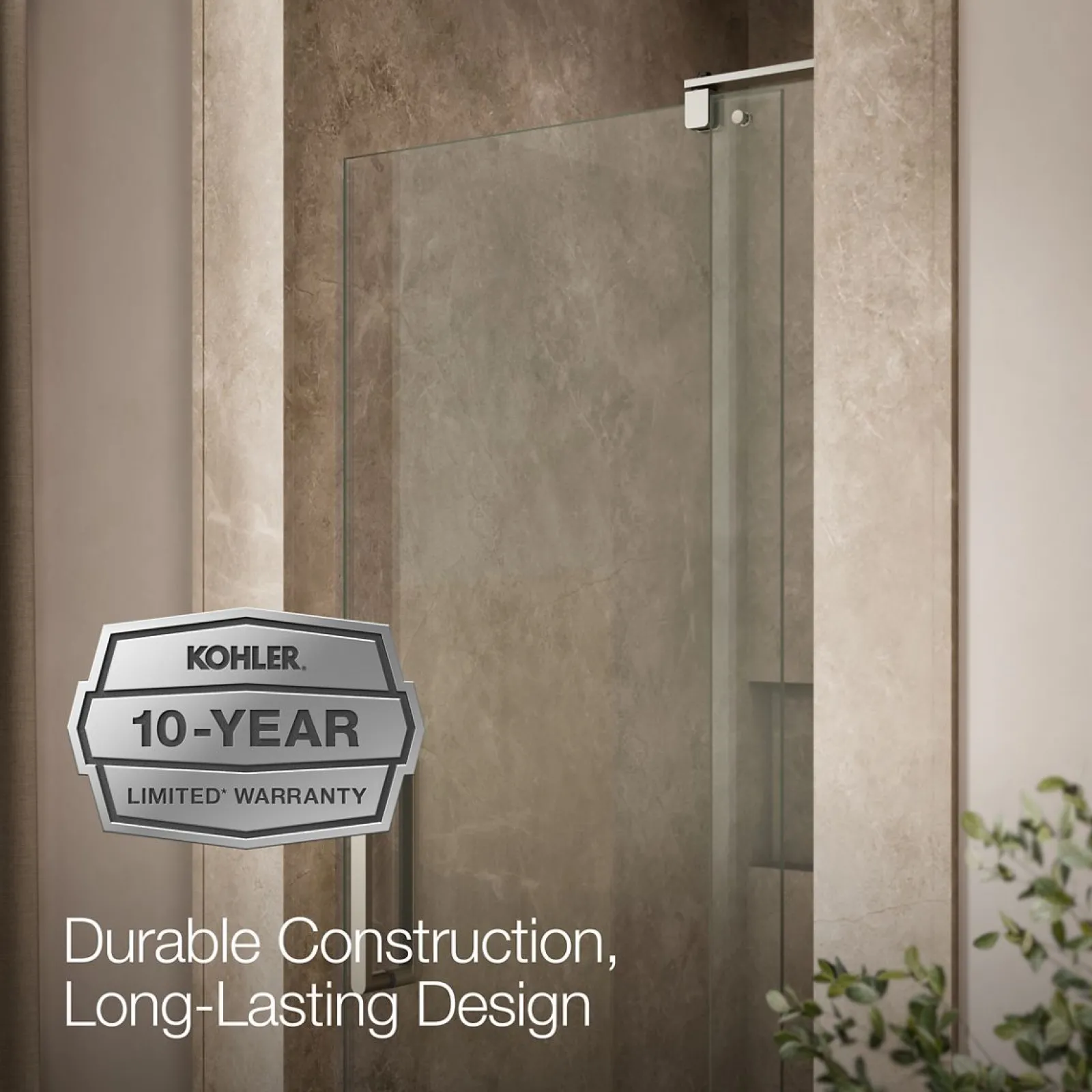 27-5/16"-31-1/8" W x 74" H pivot shower door with 5/16"-thick Crystal Clear glass^Kohler Best