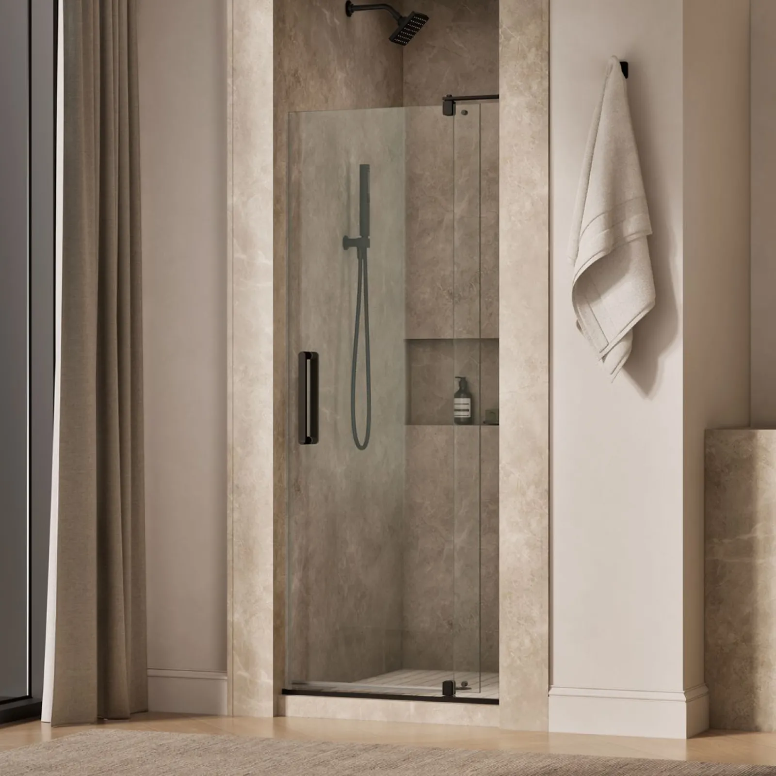 27-5/16"-31-1/8" W x 74" H pivot shower door with 5/16"-thick Crystal Clear glass^Kohler Best