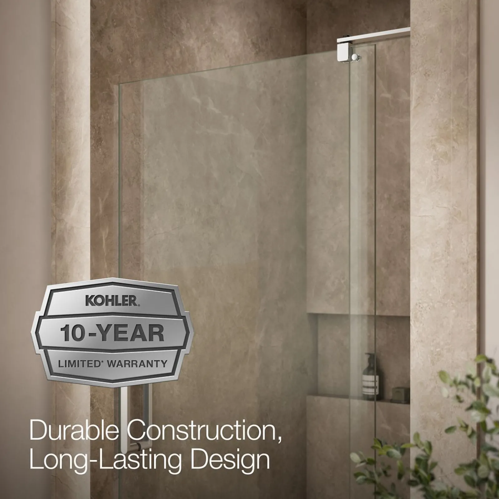 35-1/8"-40" W x 74" H pivot shower door with 5/16"-thick Crystal Clear glass^Kohler Best
