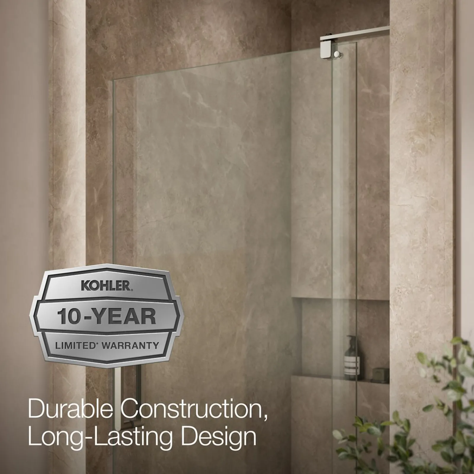 35-1/8"-40" W x 74" H pivot shower door with 5/16"-thick Crystal Clear glass^Kohler Best