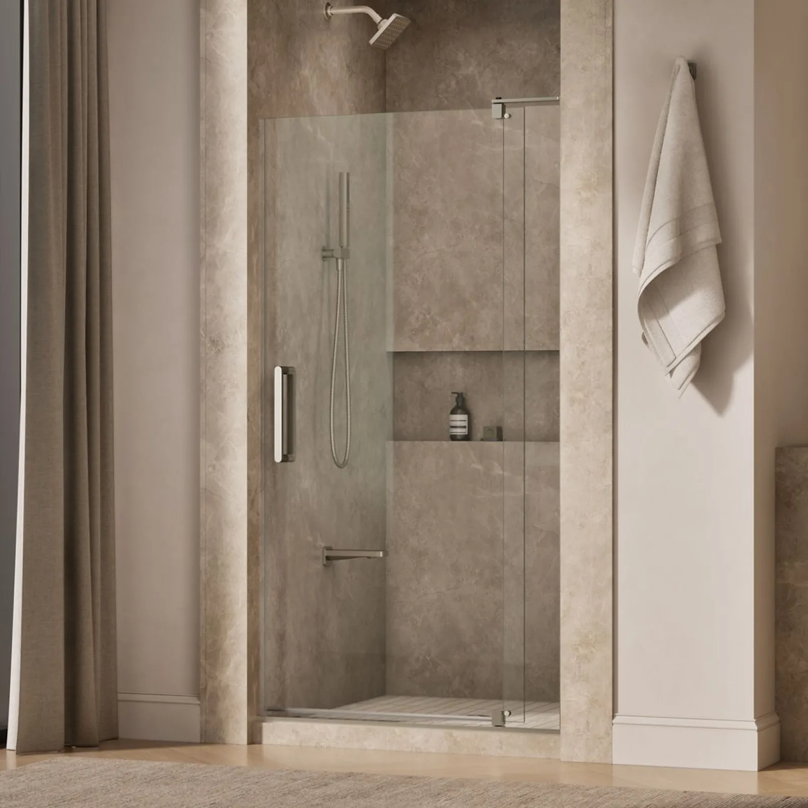 35-1/8"-40" W x 74" H pivot shower door with 5/16"-thick Crystal Clear glass^Kohler Best