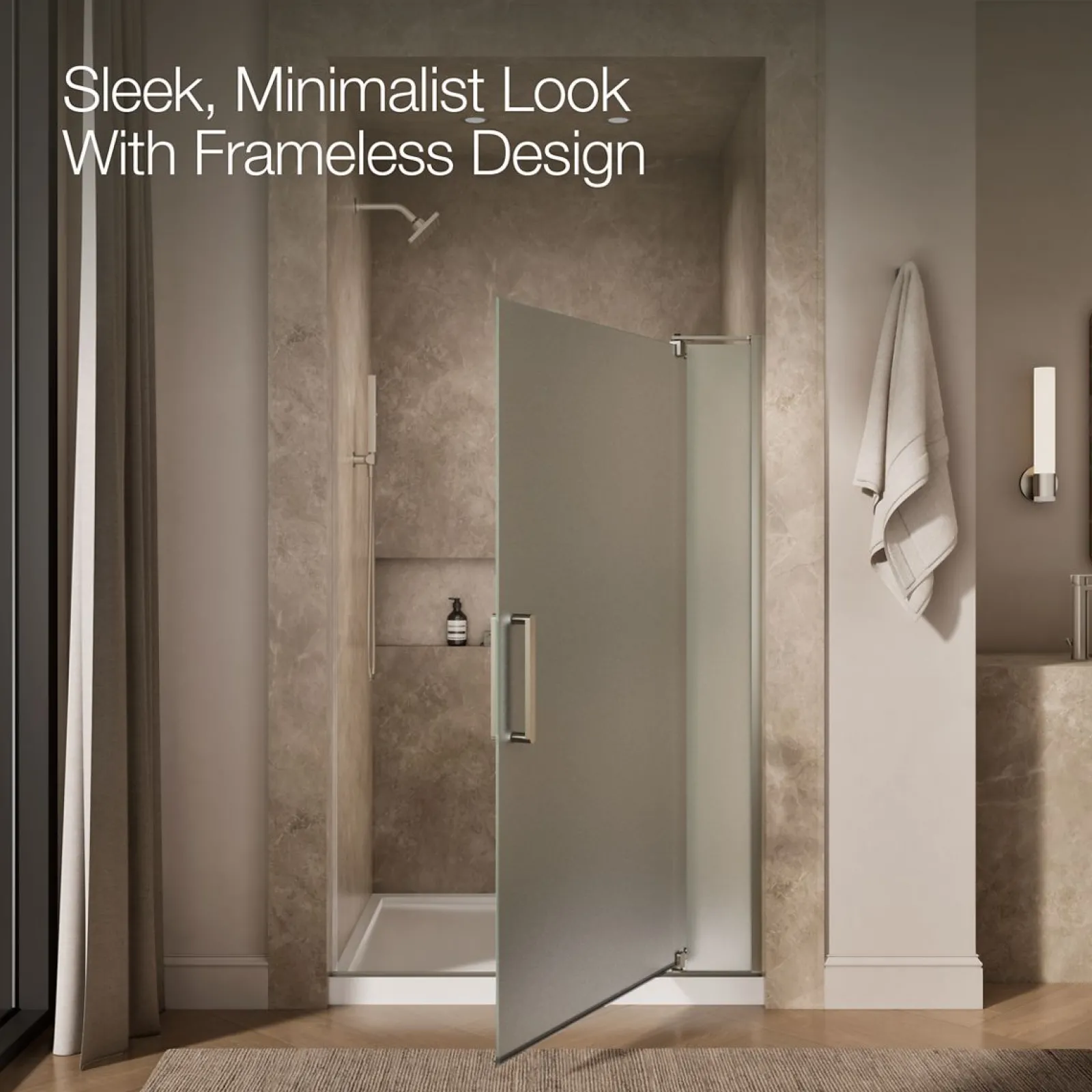 43-1/8"-48" W x 70" H pivot shower door with 5/16"-thick Frosted glass^Kohler