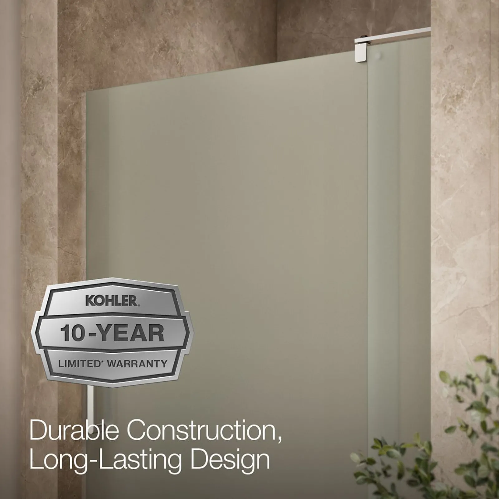 43-1/8"-48" W x 70" H pivot shower door with 5/16"-thick Frosted glass^Kohler