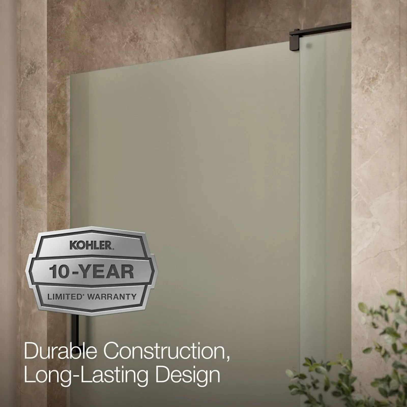 43-1/8"-48" W x 70" H pivot shower door with 5/16"-thick Frosted glass^Kohler