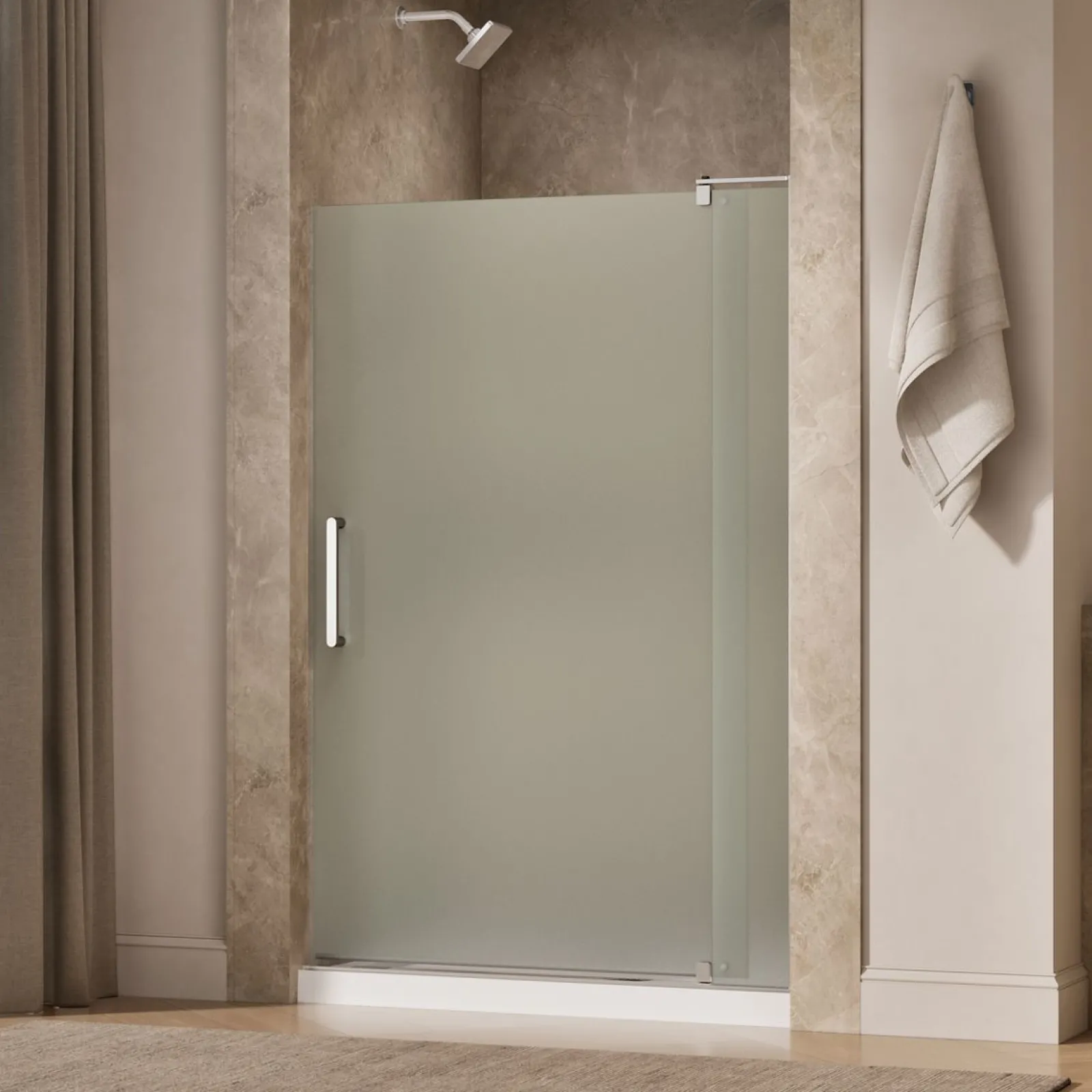 43-1/8"-48" W x 70" H pivot shower door with 5/16"-thick Frosted glass^Kohler