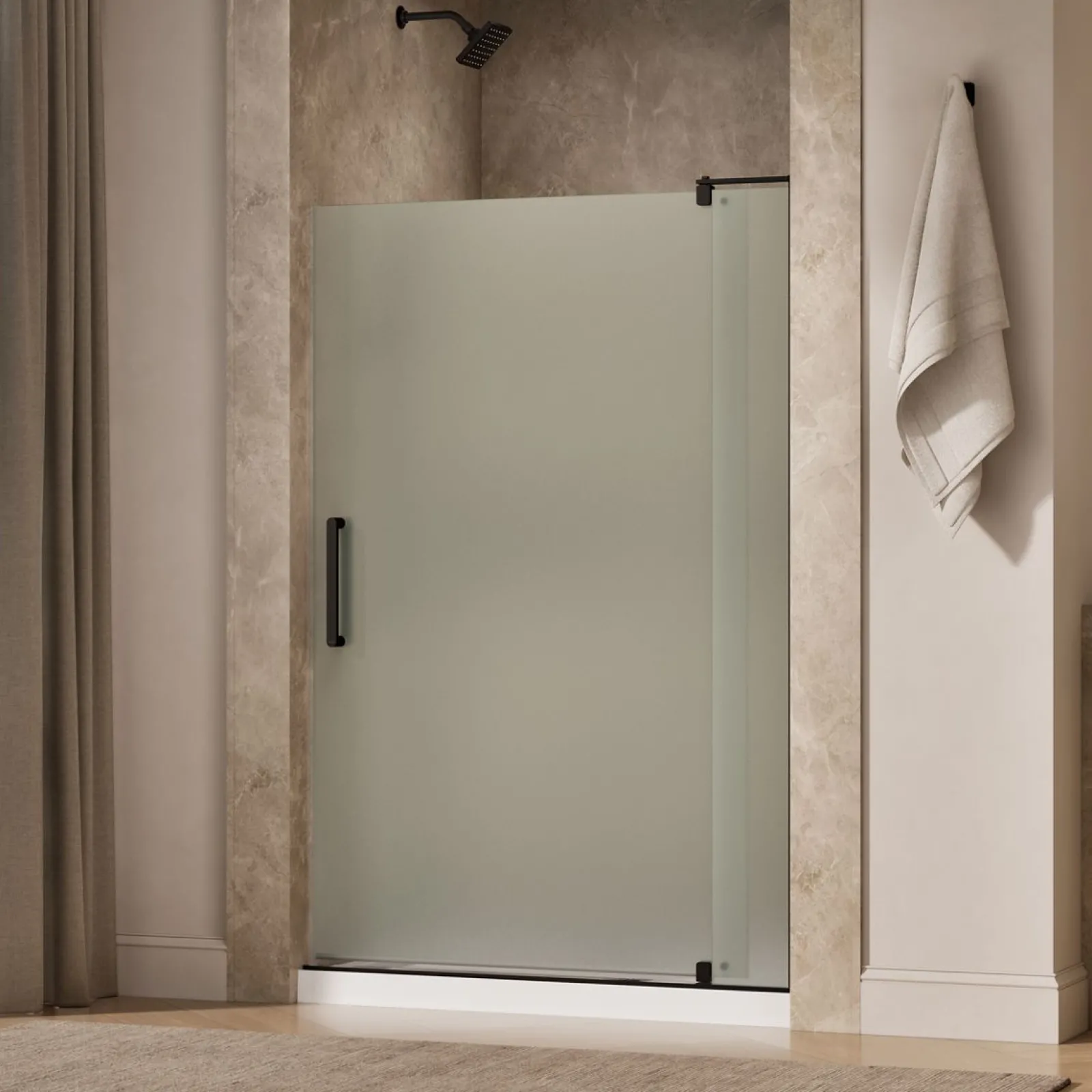 43-1/8"-48" W x 70" H pivot shower door with 5/16"-thick Frosted glass^Kohler