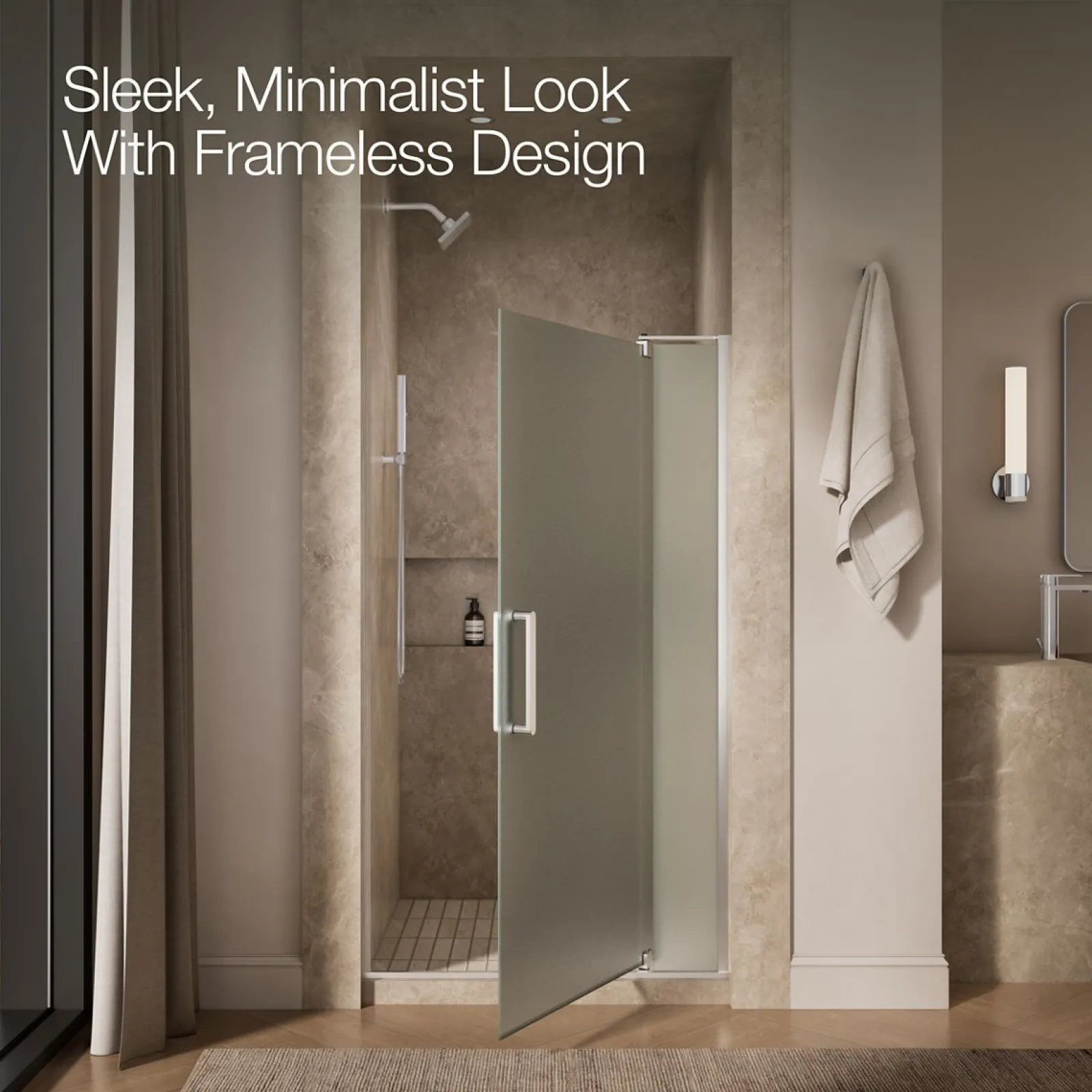 35-1/8"-40" W x 70" H pivot shower door with 5/16"-thick Frosted glass^Kohler Best