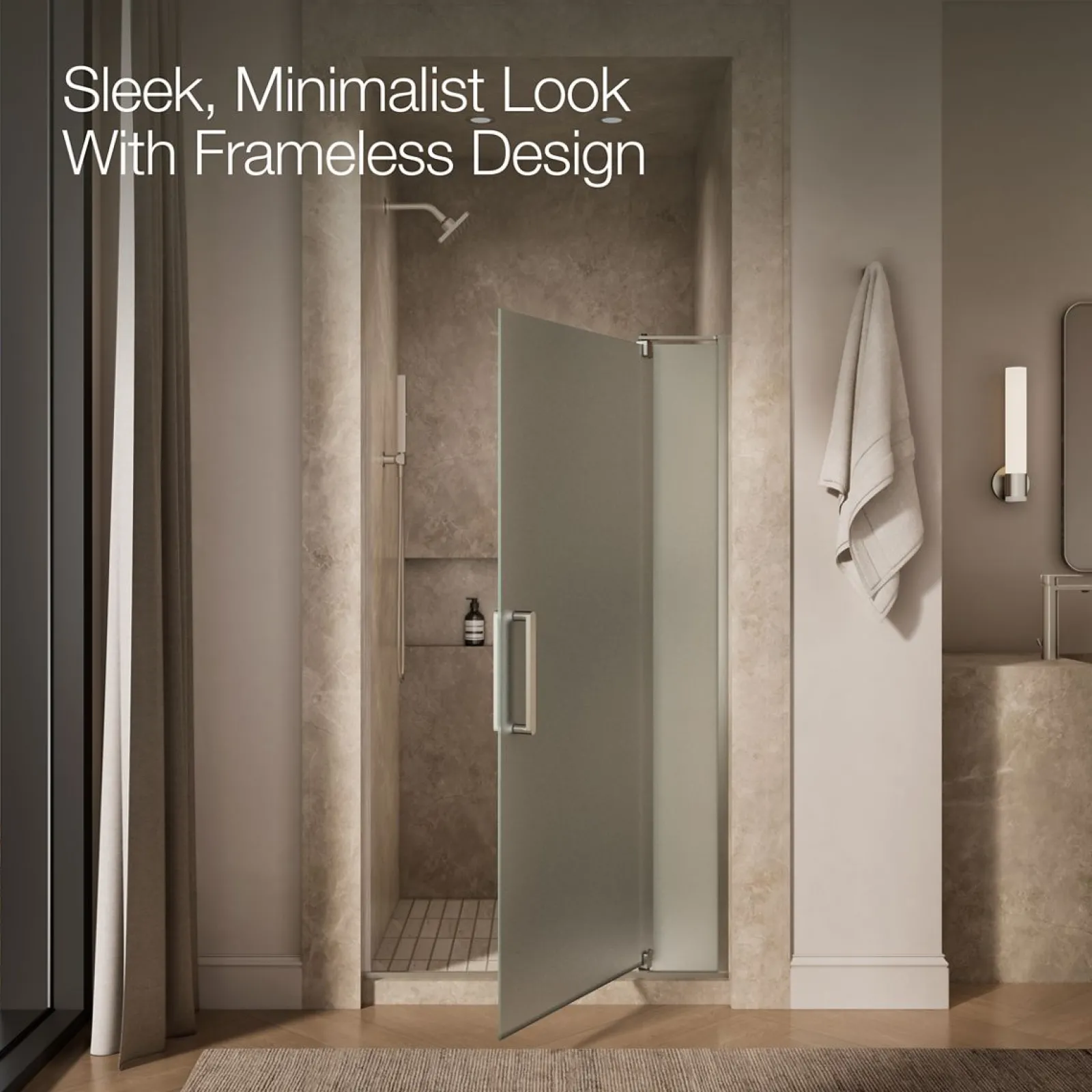 35-1/8"-40" W x 70" H pivot shower door with 5/16"-thick Frosted glass^Kohler Best