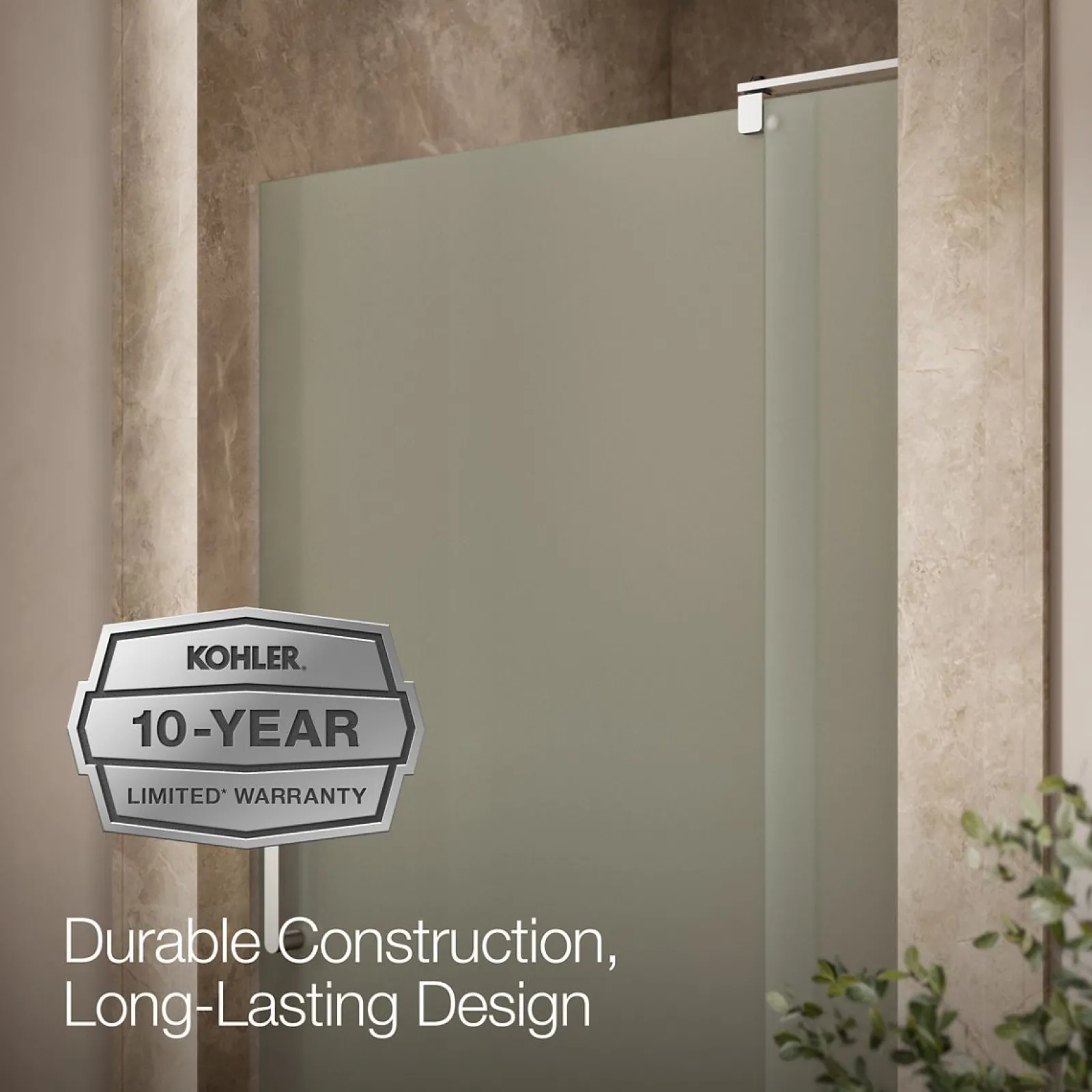35-1/8"-40" W x 70" H pivot shower door with 5/16"-thick Frosted glass^Kohler Best