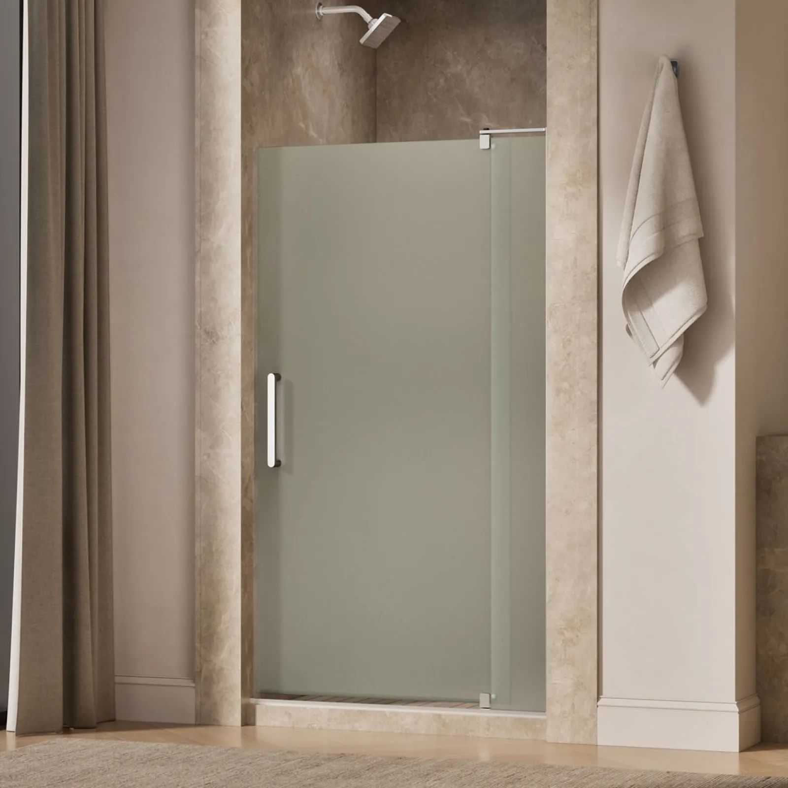 35-1/8"-40" W x 70" H pivot shower door with 5/16"-thick Frosted glass^Kohler Best
