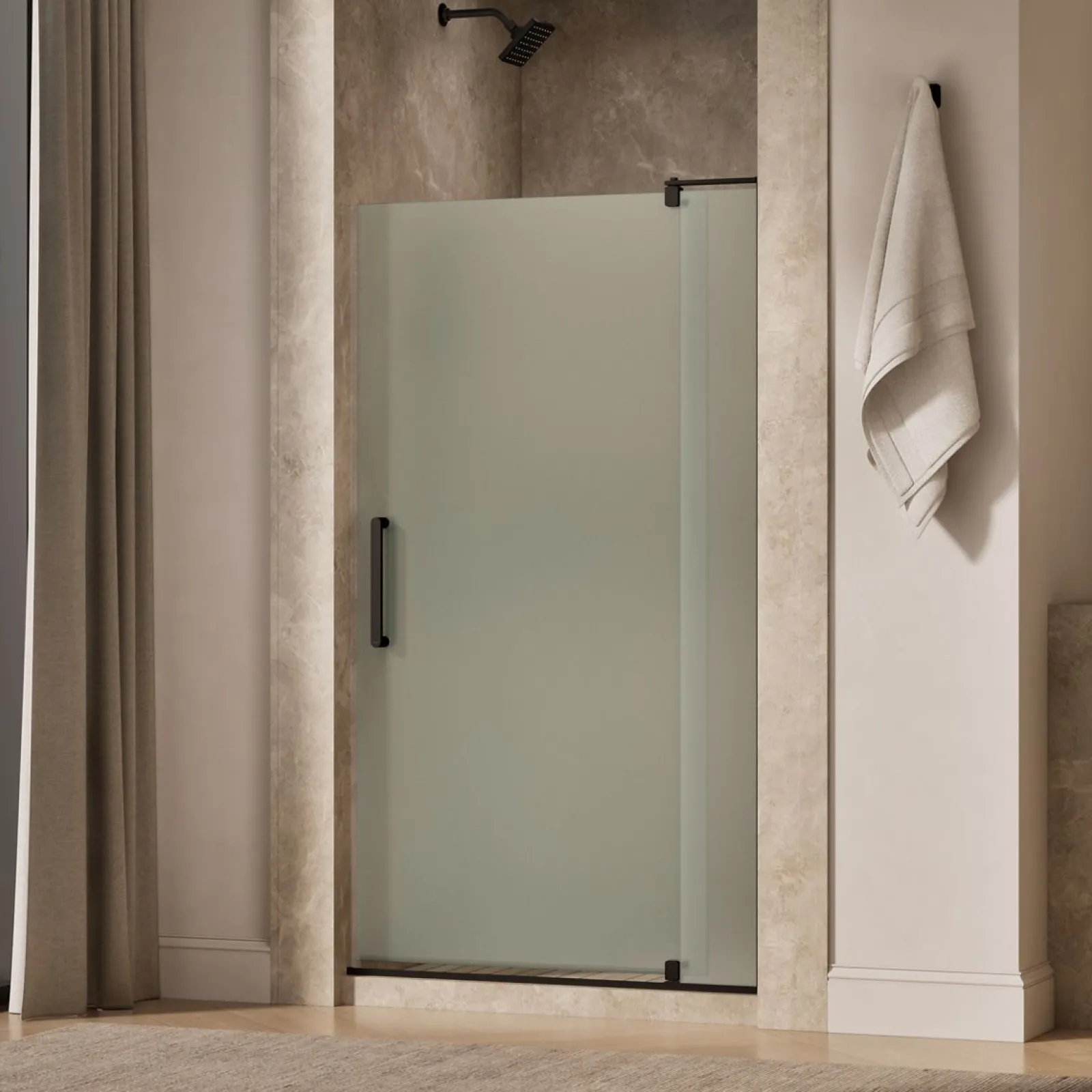 35-1/8"-40" W x 70" H pivot shower door with 5/16"-thick Frosted glass^Kohler Best