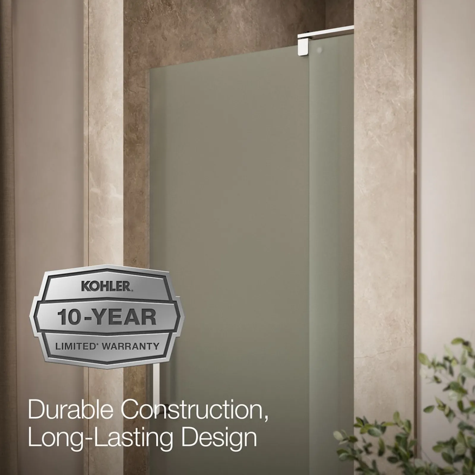 31-1/8"-36" W x 70" H pivot shower door with 1/4"-thick Frosted glass^Kohler New