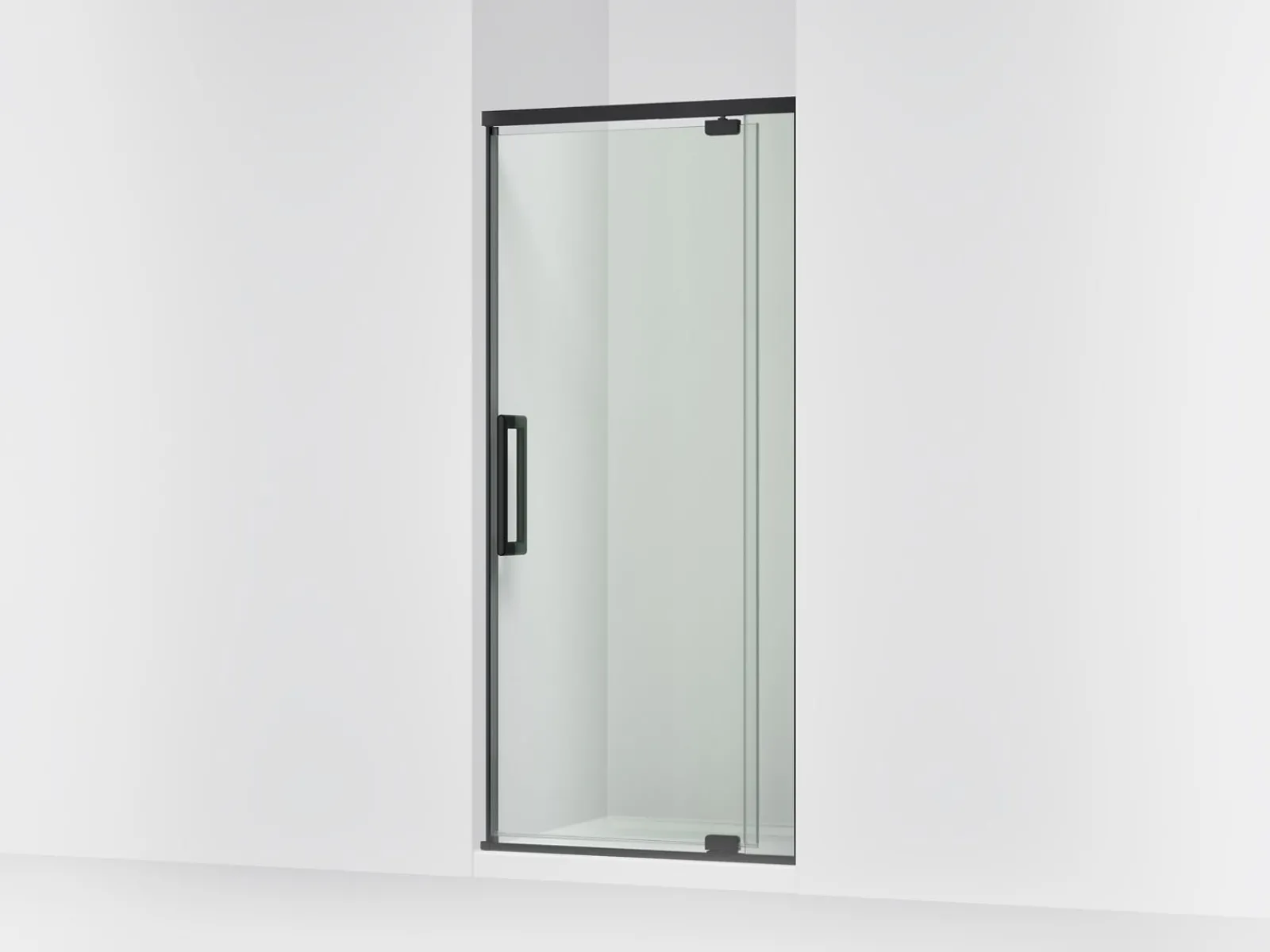 32"-36" W x 76" H pivot shower door with 5/16"-thick Crystal Clear glass^Kohler Hot