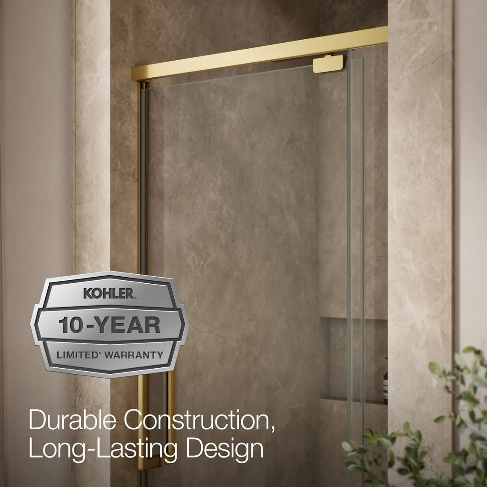 32"-36" W x 76" H pivot shower door with 5/16"-thick Crystal Clear glass^Kohler Hot