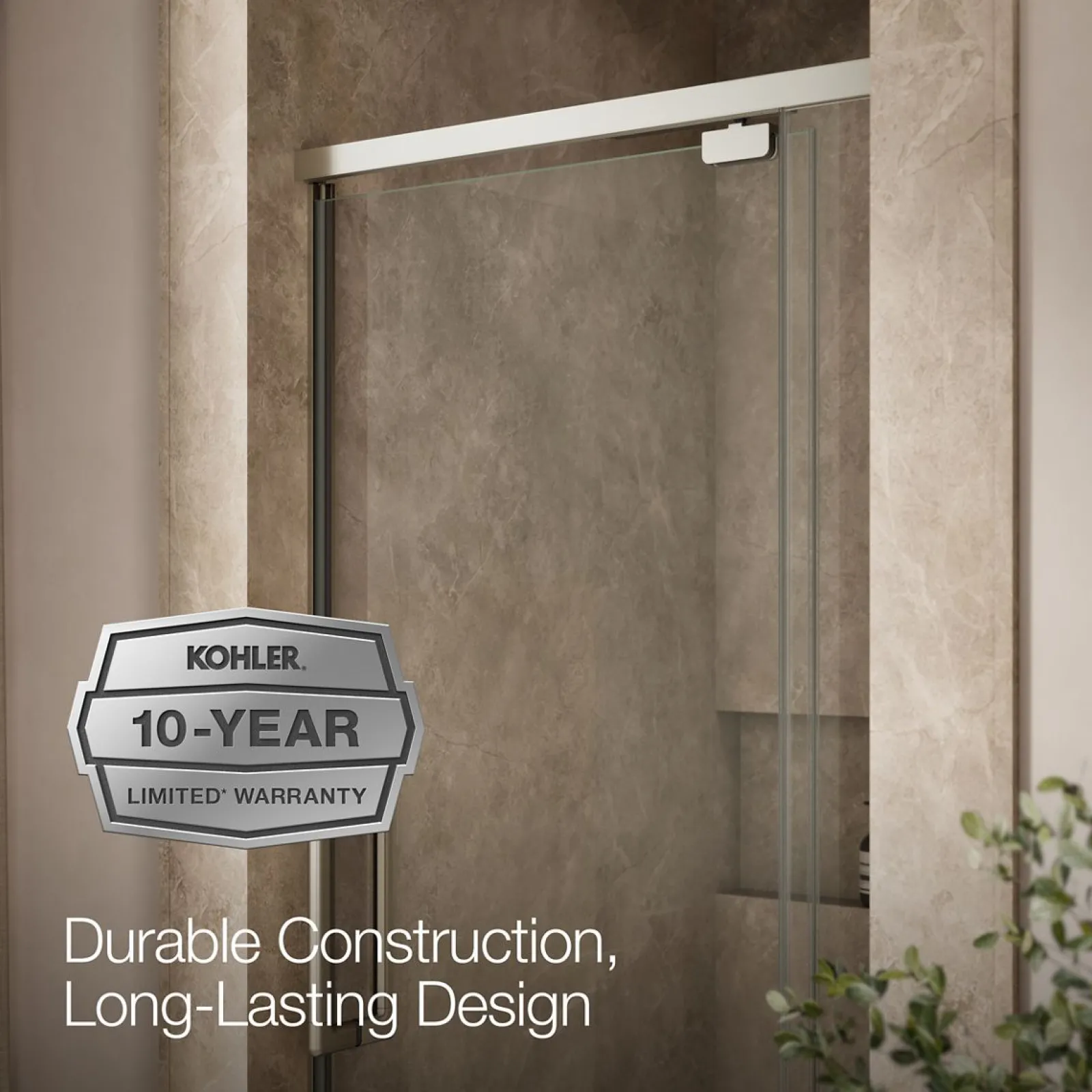 32"-36" W x 76" H pivot shower door with 5/16"-thick Crystal Clear glass^Kohler Hot