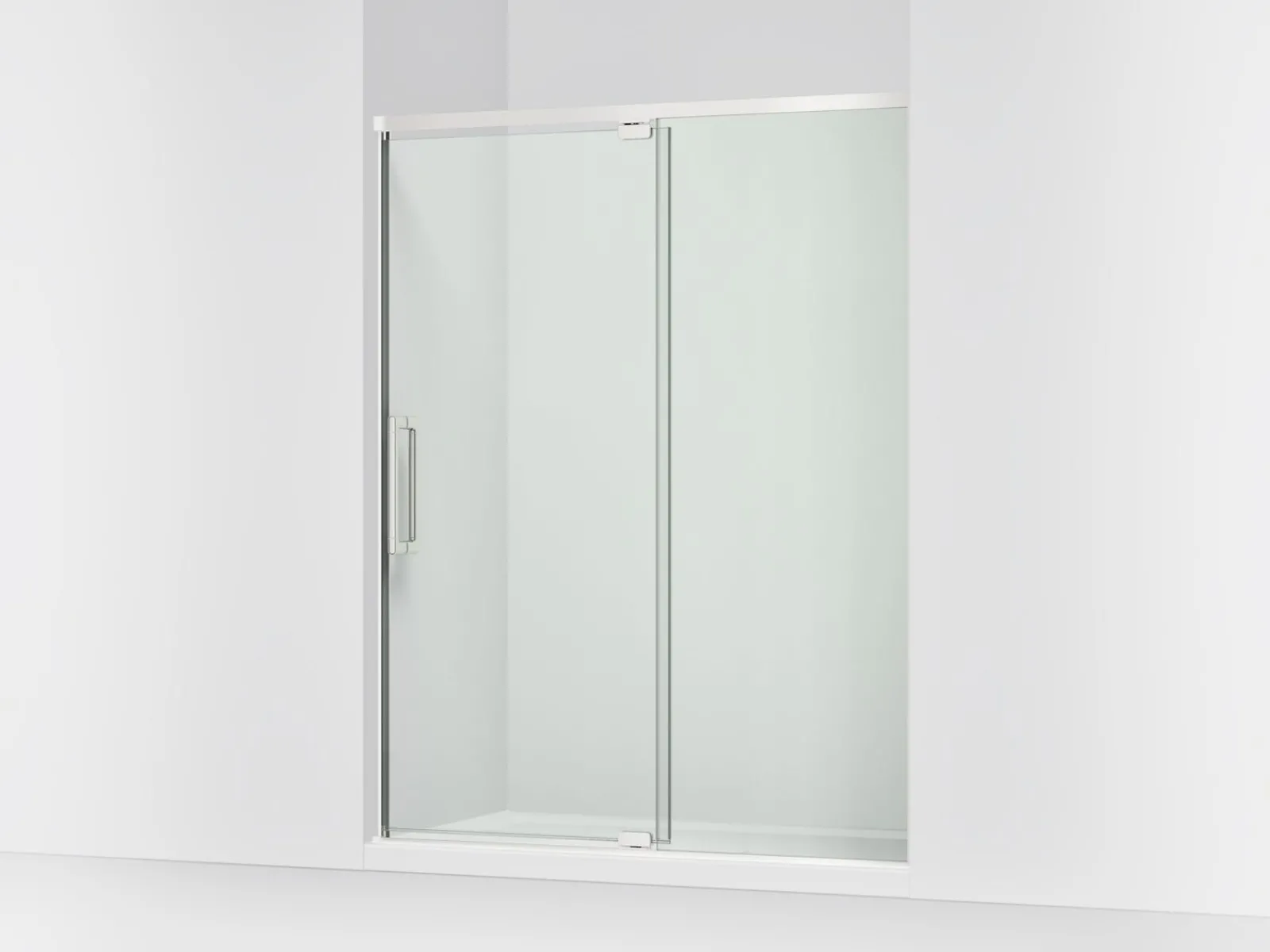 54"-60" W x 76" H pivot shower door with 5/16"-thick Crystal Clear glass^Kohler Outlet