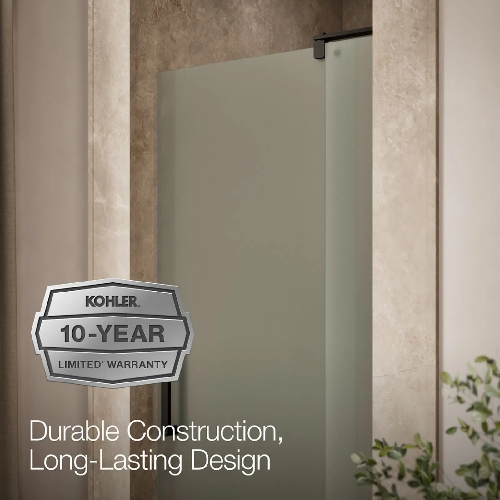 31-1/8"-36" W x 70" H pivot shower door with 5/16"-thick Frosted glass^Kohler Outlet