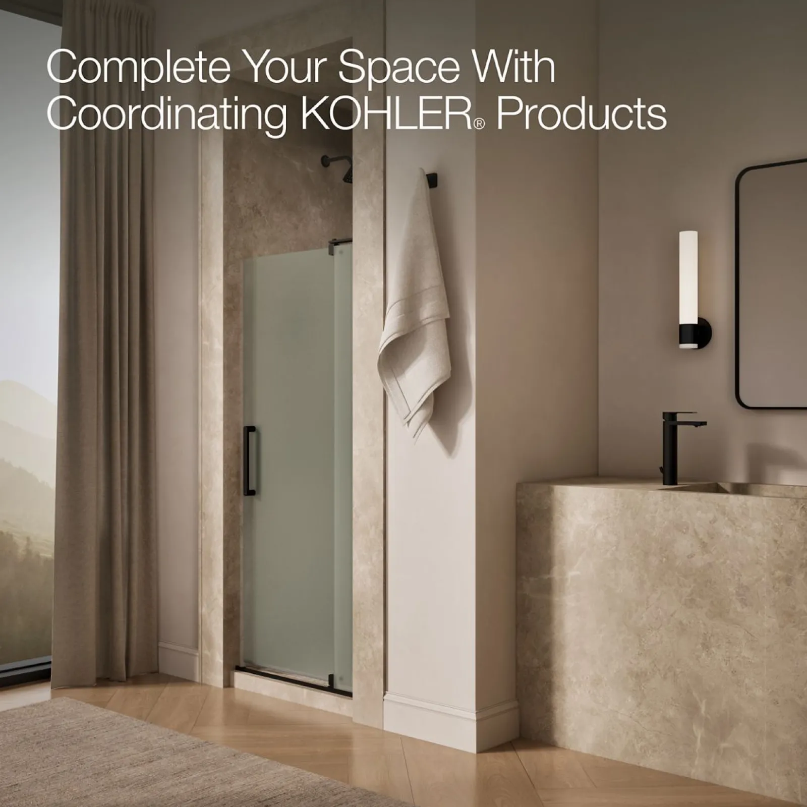 31-1/8"-36" W x 70" H pivot shower door with 5/16"-thick Frosted glass^Kohler Outlet