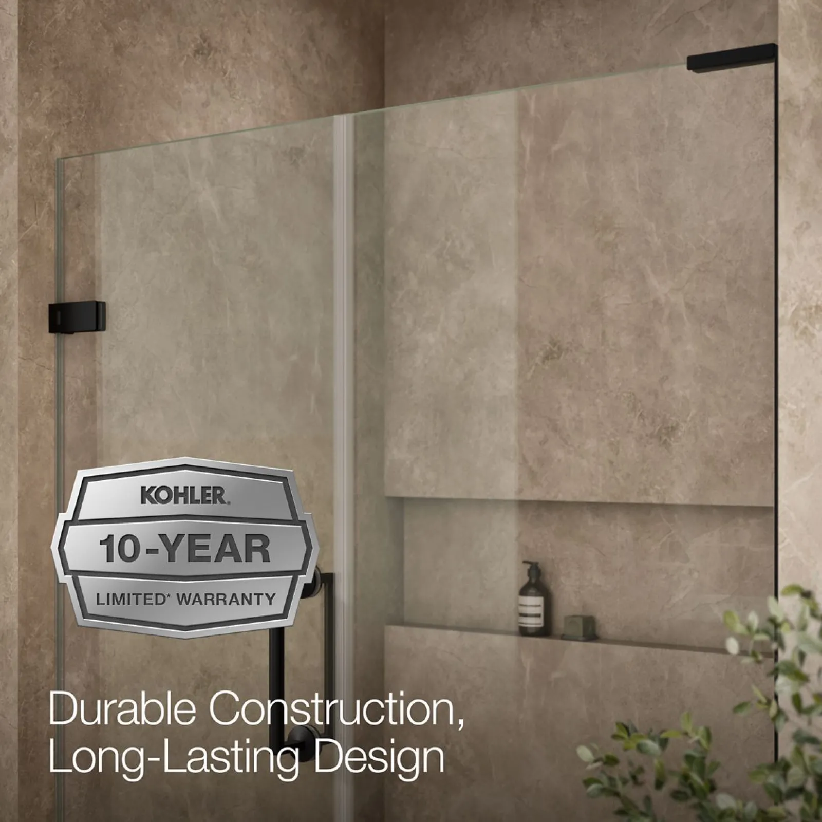 57-1/4"-58" W x 71-3/4" H pivot shower door with 3/8"-thick Crystal Clear glass^Kohler Online
