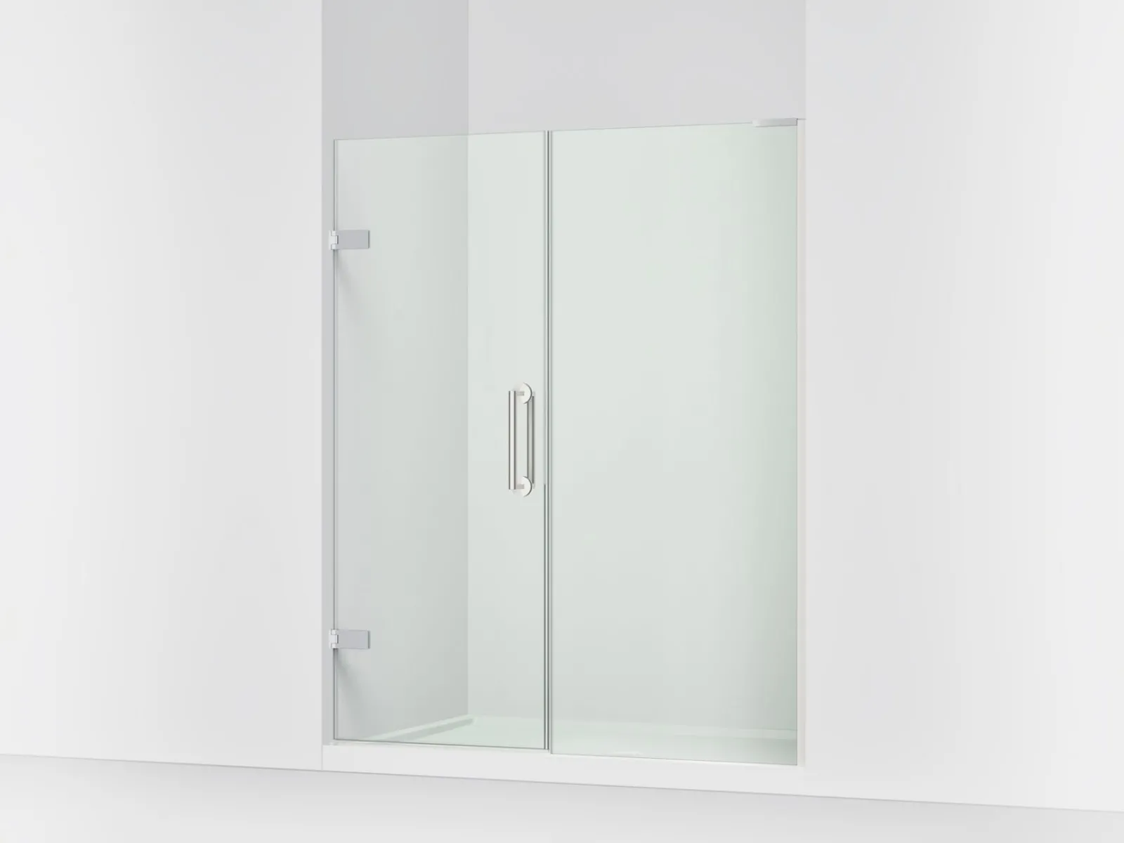58"-58-3/4" W x 71-3/4" H pivot shower door with 3/8"-thick Crystal Clear glass^Kohler Hot