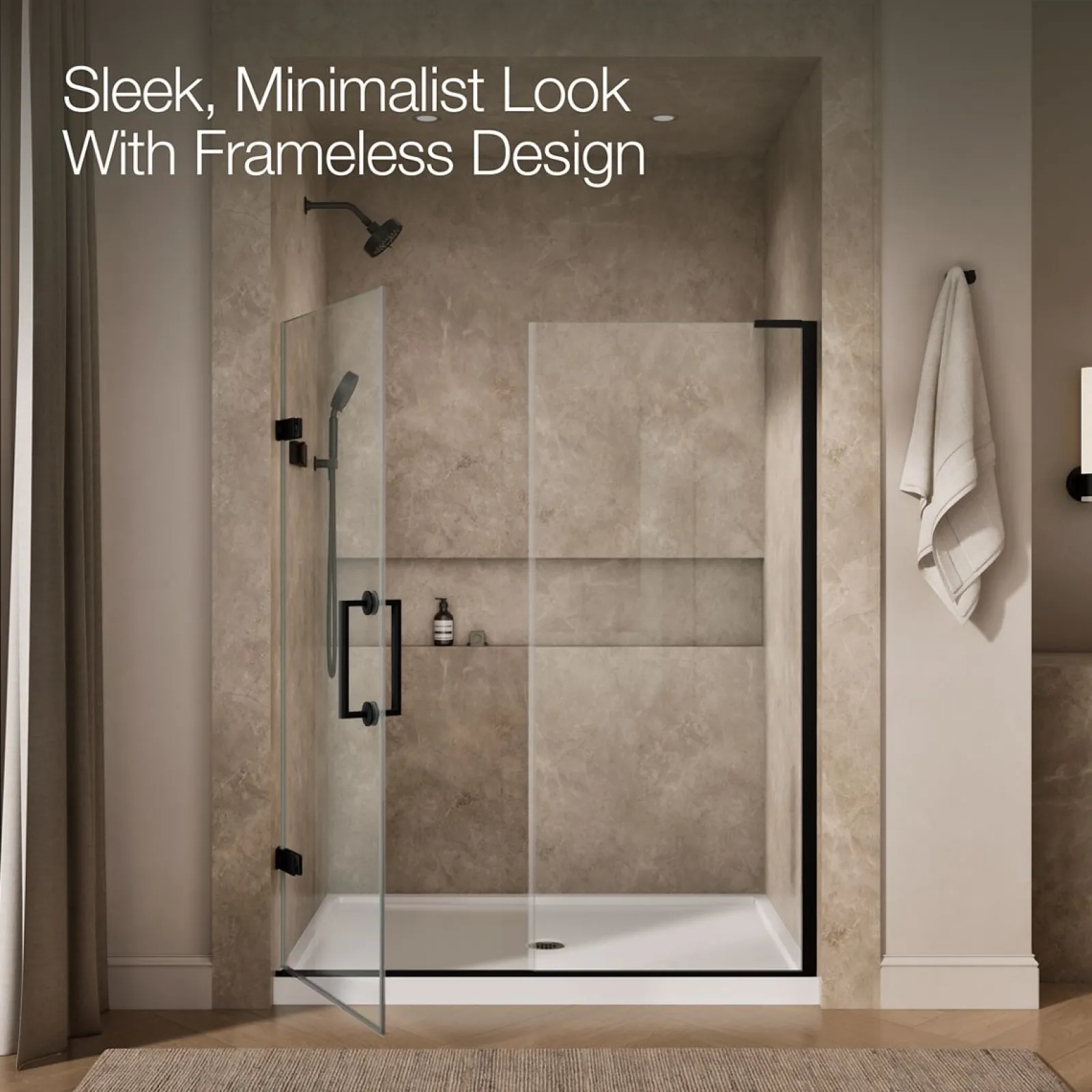 58"-58-3/4" W x 71-3/4" H pivot shower door with 3/8"-thick Crystal Clear glass^Kohler Hot