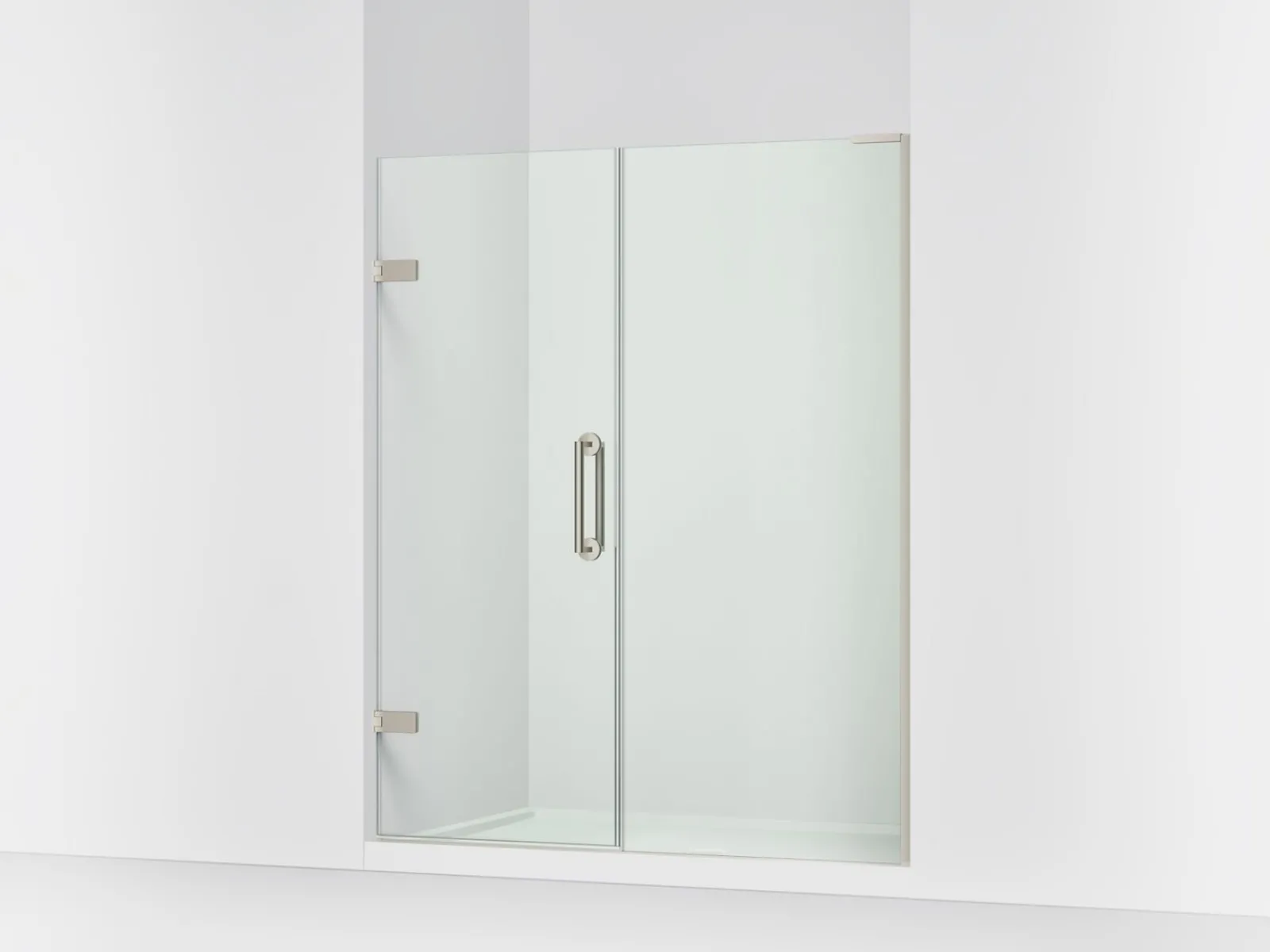 58"-58-3/4" W x 71-3/4" H pivot shower door with 3/8"-thick Crystal Clear glass^Kohler Hot