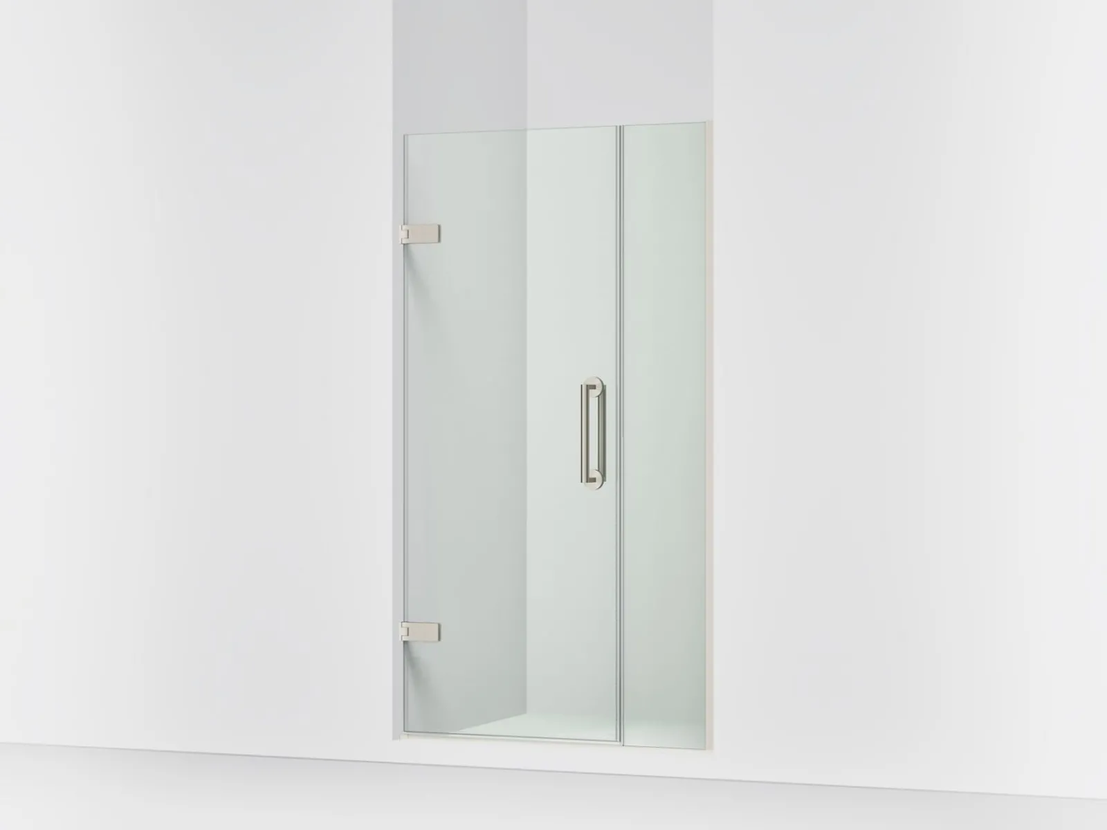 33-5/8"-34-3/8" W x 71-9/16" H pivot shower door with 3/8"-thick Crystal Clear glass^Kohler New