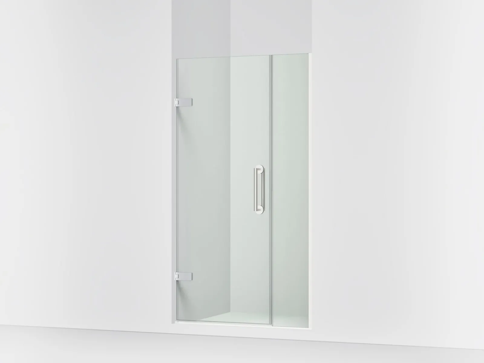 39-5/8"-40-3/8" W x 71-9/16" H pivot shower door with 3/8"-thick Crystal Clear glass^Kohler
