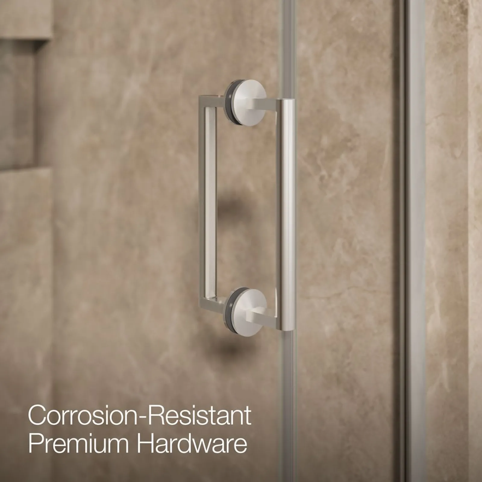 39-5/8"-40-3/8" W x 71-9/16" H pivot shower door with 3/8"-thick Crystal Clear glass^Kohler