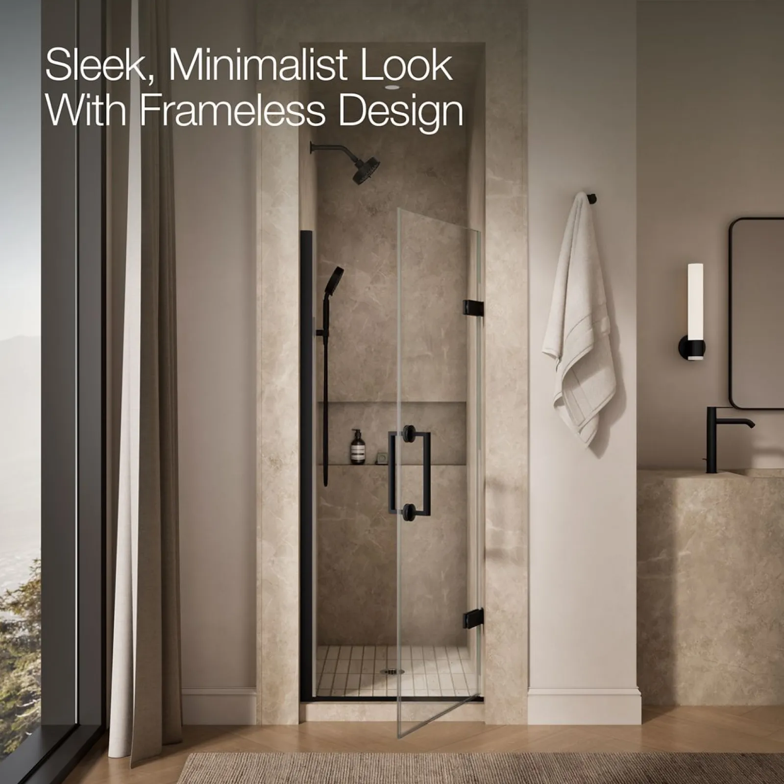 27-5/8"-28-3/8" W x 71-5/8" H pivot shower door with 3/8"-thick Crystal Clear glass^Kohler Sale
