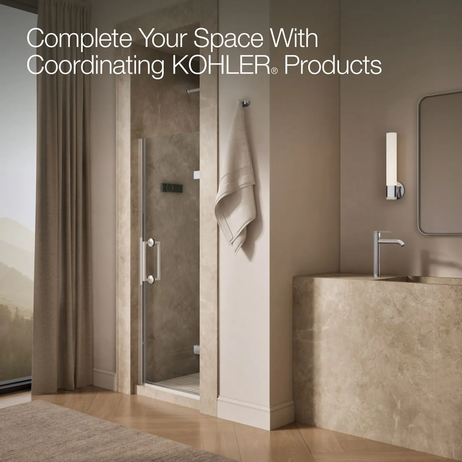 27-5/8"-28-3/8" W x 71-5/8" H pivot shower door with 3/8"-thick Crystal Clear glass^Kohler Sale