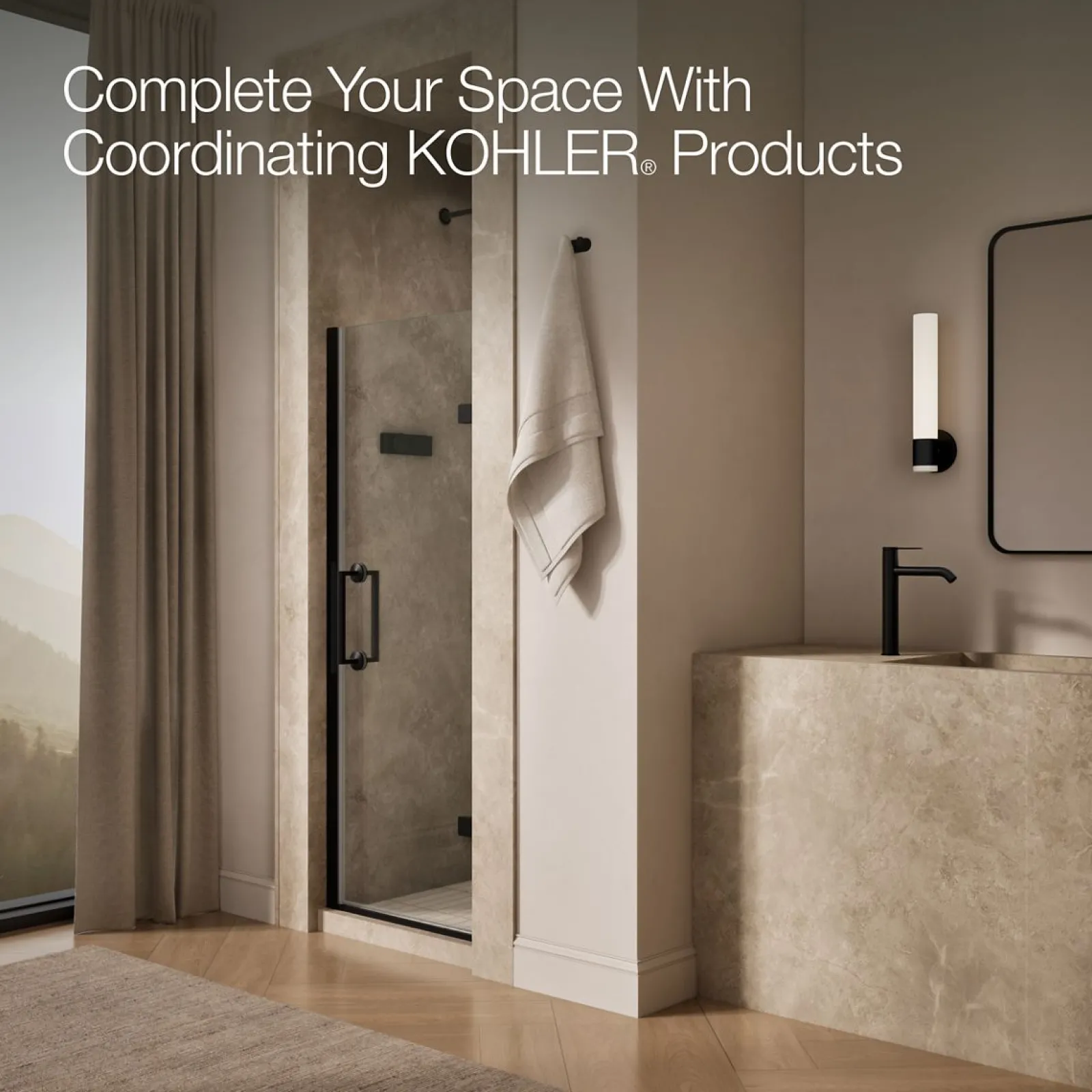 27-5/8"-28-3/8" W x 71-5/8" H pivot shower door with 3/8"-thick Crystal Clear glass^Kohler Sale