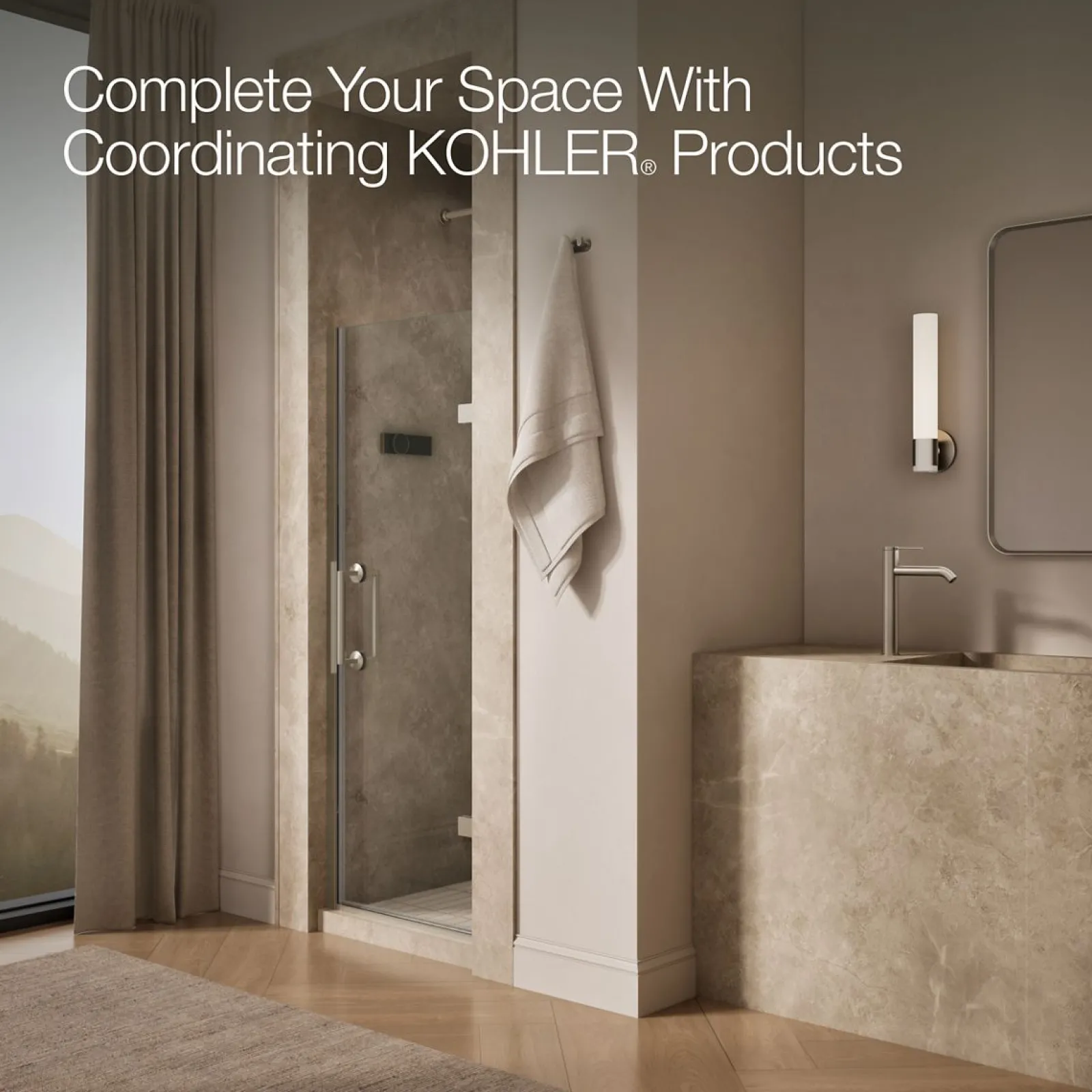 27-5/8"-28-3/8" W x 71-5/8" H pivot shower door with 3/8"-thick Crystal Clear glass^Kohler Sale