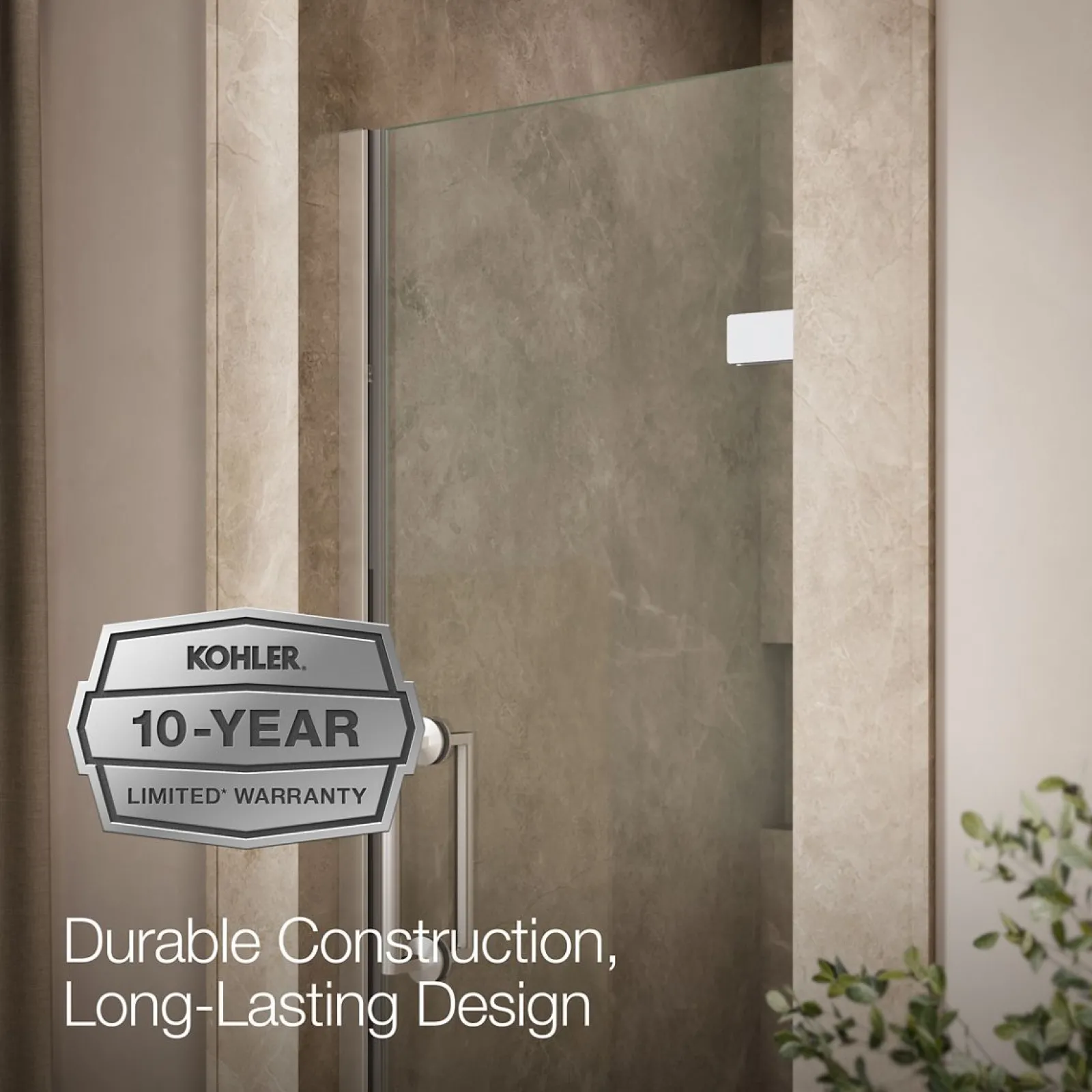 27-5/8"-28-3/8" W x 71-5/8" H pivot shower door with 3/8"-thick Crystal Clear glass^Kohler Sale