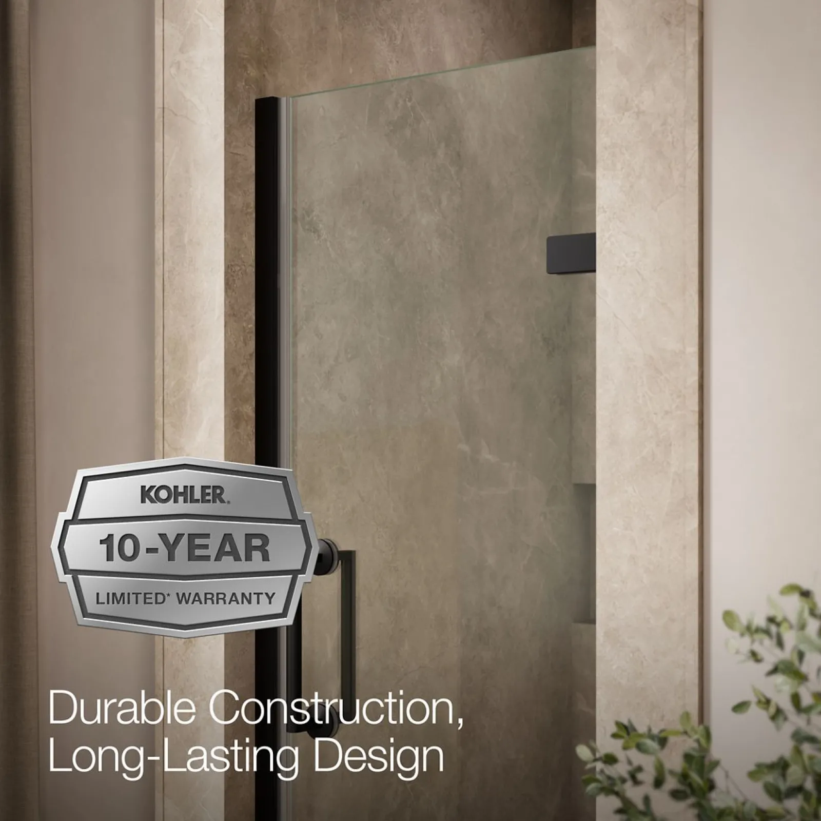 27-5/8"-28-3/8" W x 71-5/8" H pivot shower door with 3/8"-thick Crystal Clear glass^Kohler Sale