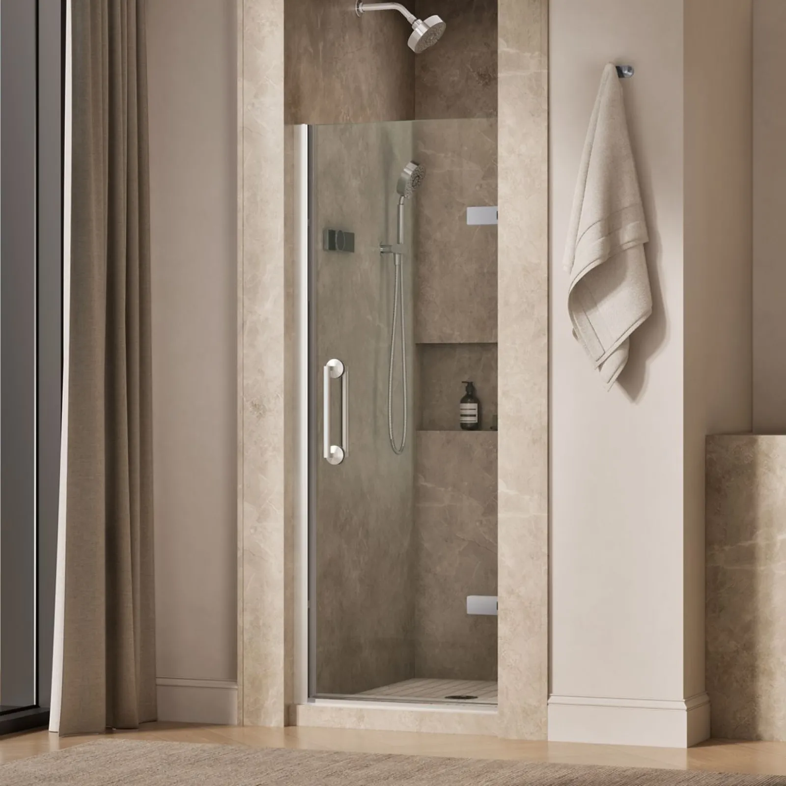 27-5/8"-28-3/8" W x 71-5/8" H pivot shower door with 3/8"-thick Crystal Clear glass^Kohler Sale