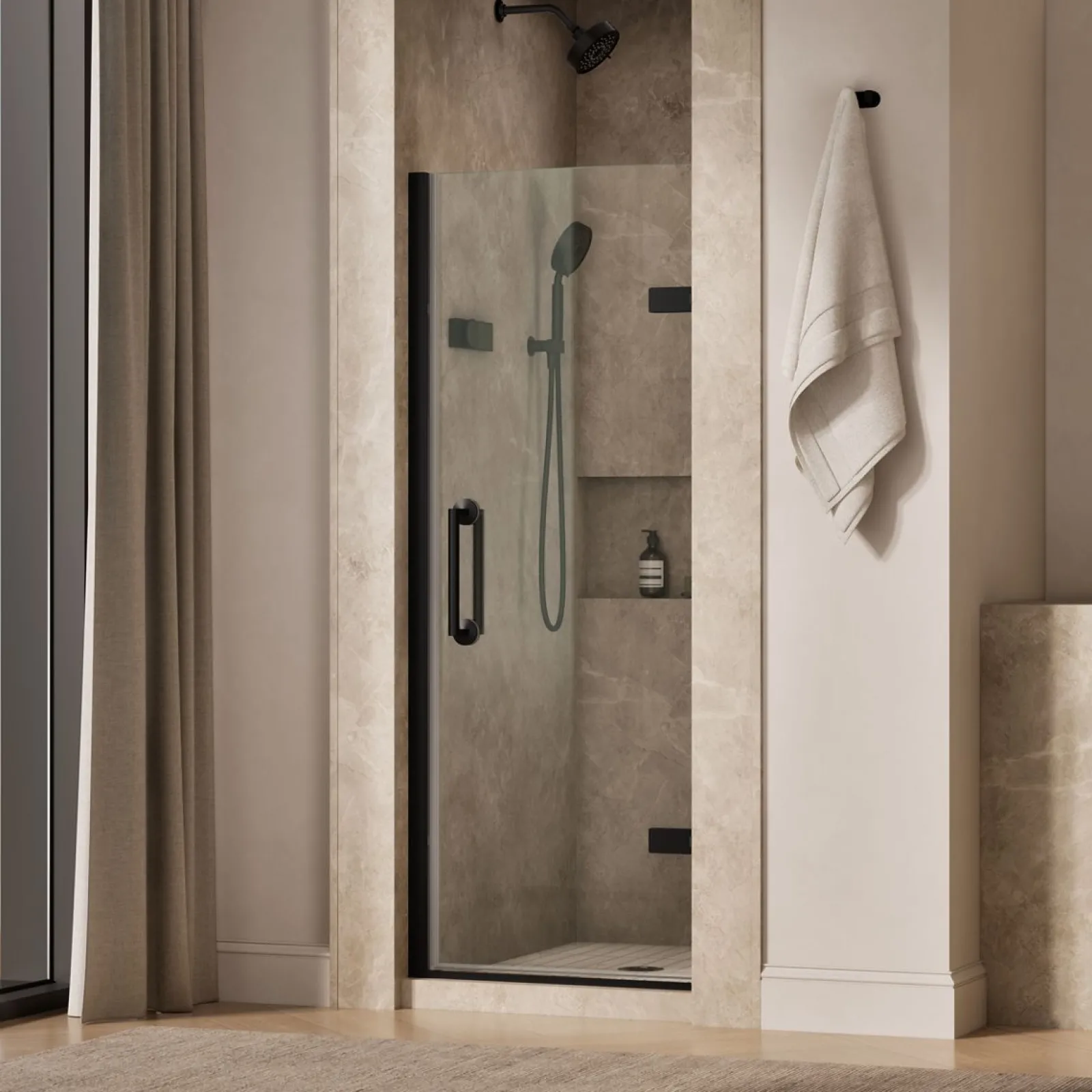 27-5/8"-28-3/8" W x 71-5/8" H pivot shower door with 3/8"-thick Crystal Clear glass^Kohler Sale