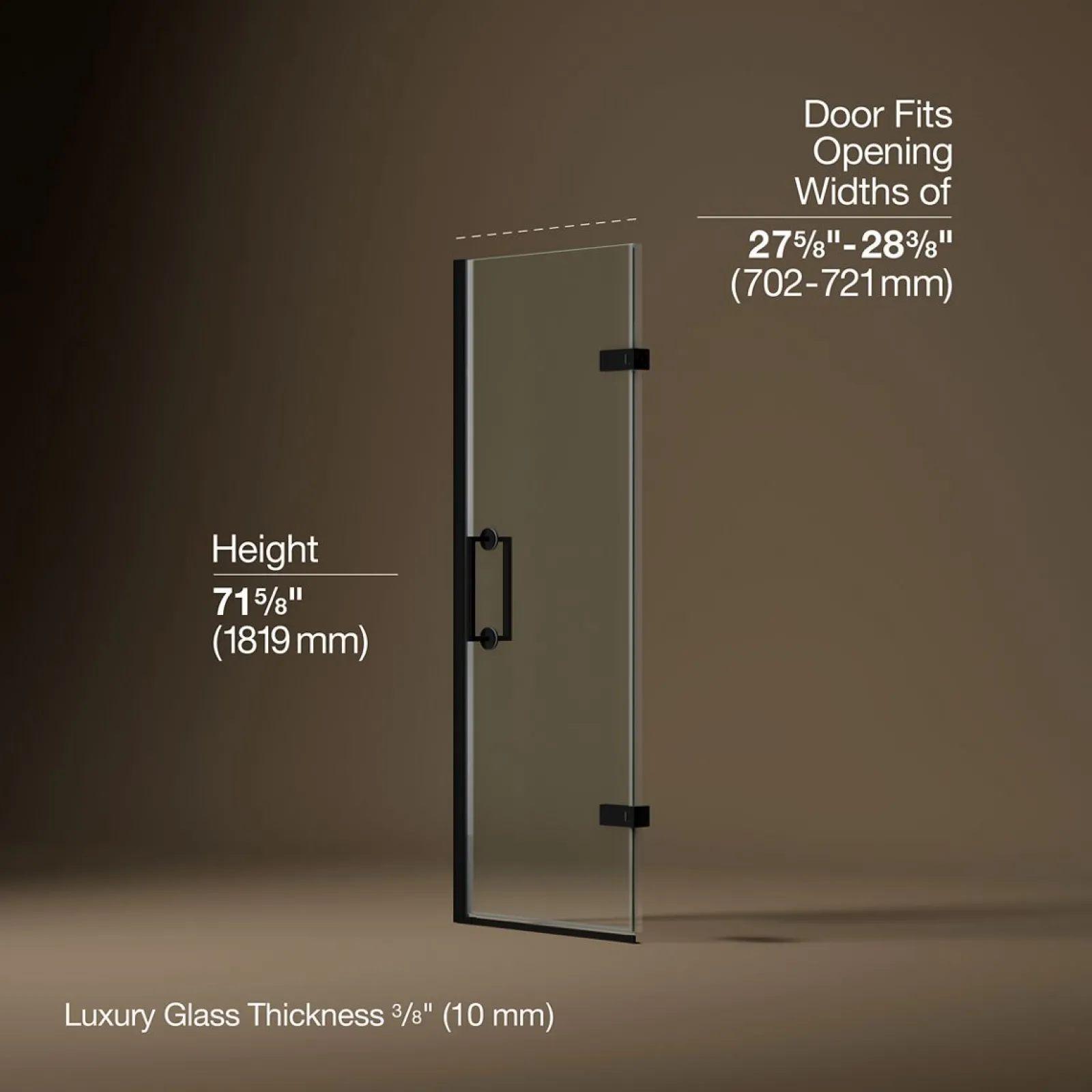 27-5/8"-28-3/8" W x 71-5/8" H pivot shower door with 3/8"-thick Crystal Clear glass^Kohler Sale