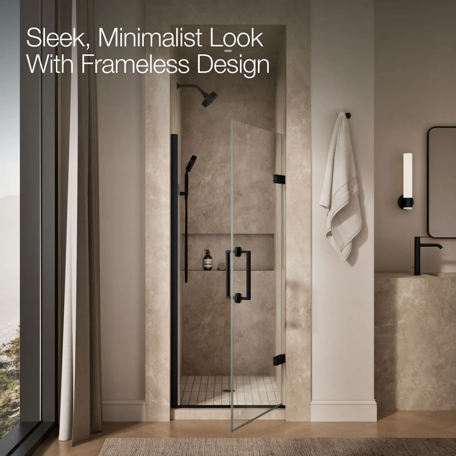 29-5/8"-30-3/8" W x 71-5/8" H pivot shower door with 3/8"-thick Crystal Clear glass^Kohler New